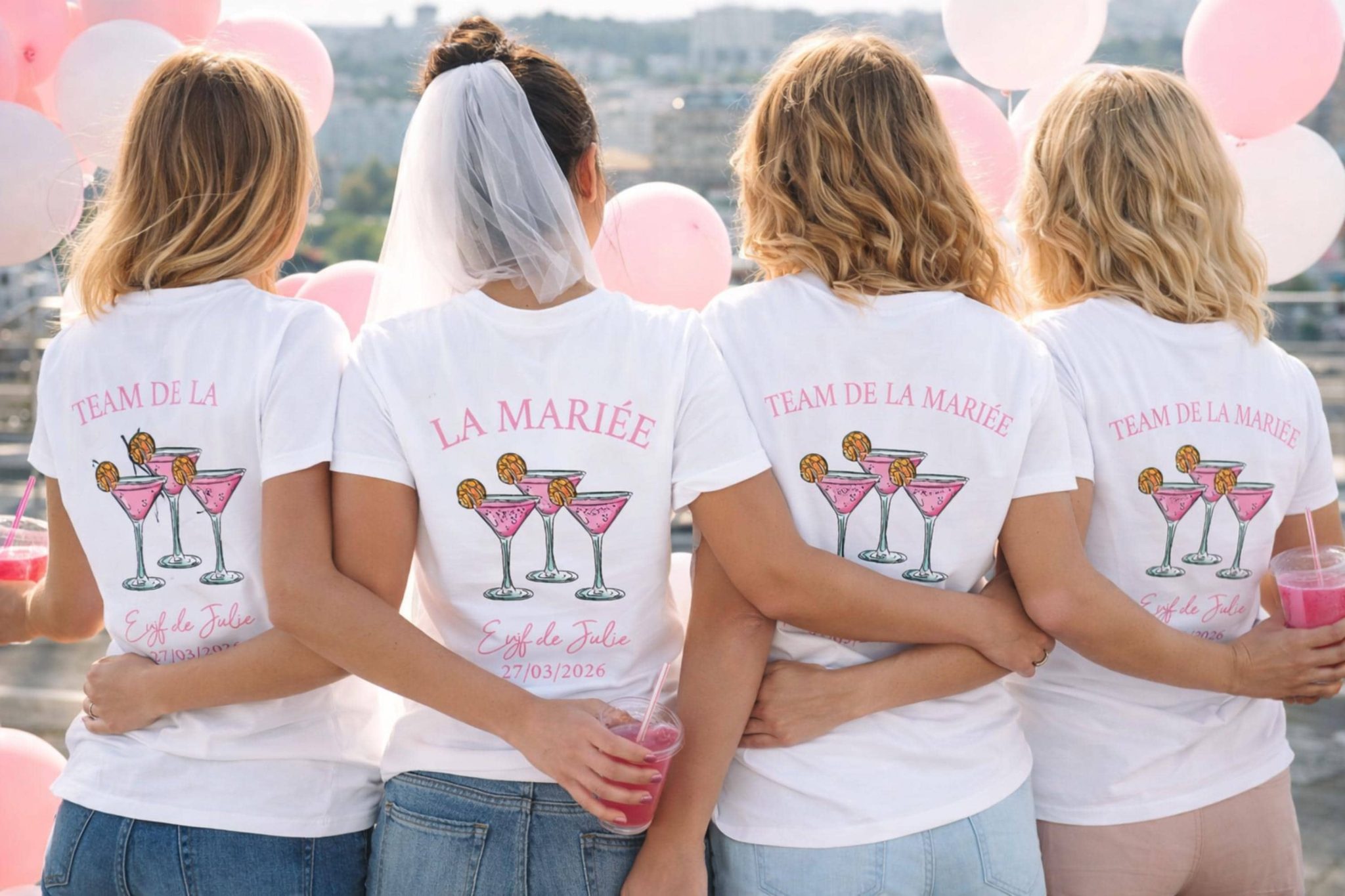 T-shirt EVJF rose cocktail - idée t-shirt original enterrement vie de jeune fille, t-shirt cocktail, idée evjf fille, t-shirt personnalisé