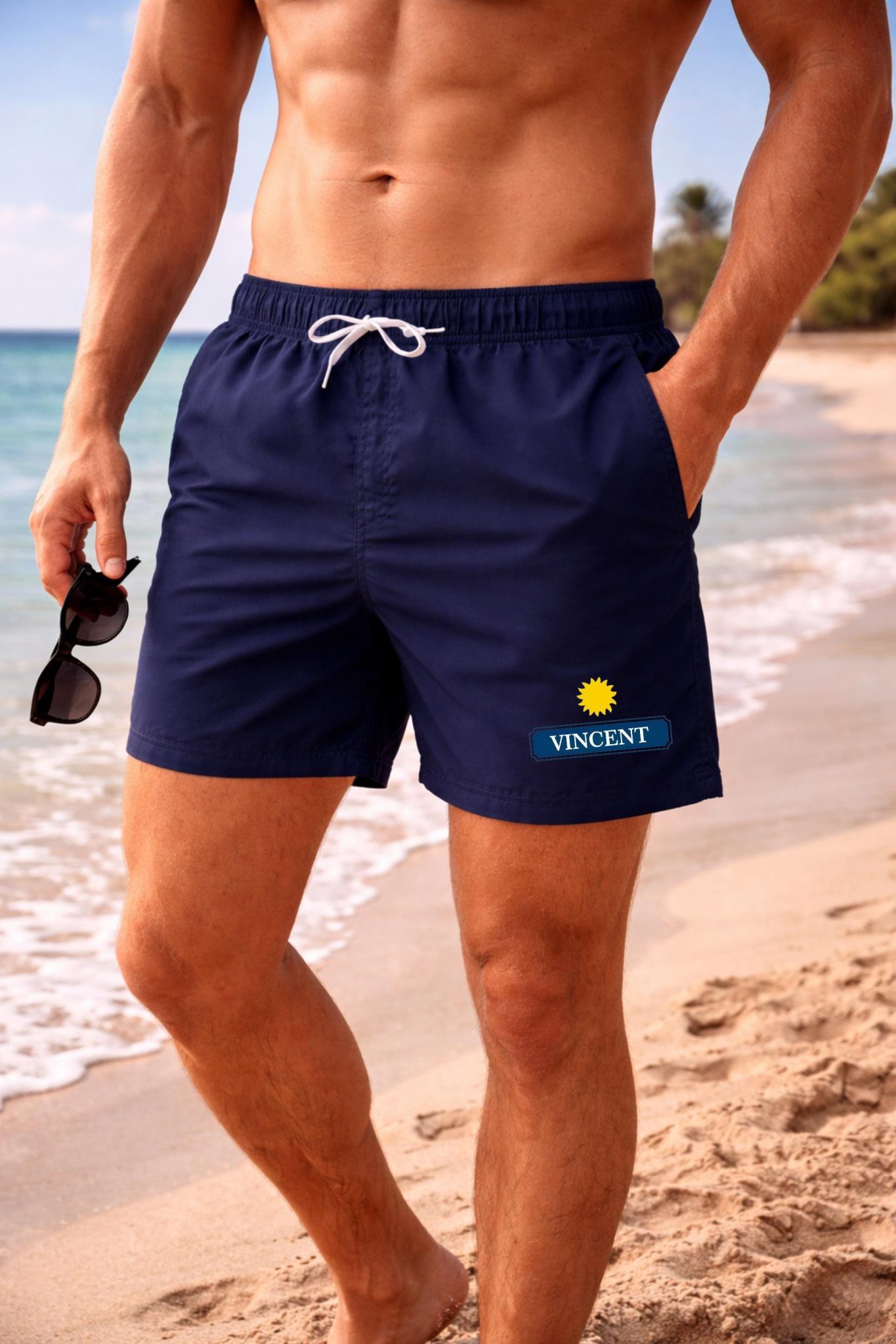 Short de bain + Claquette homme personnalisée, alcool, pétanque, plage, vacances, idée cadeau homme, parrain, papa, papy, tonton — claquette personnalisé ricard