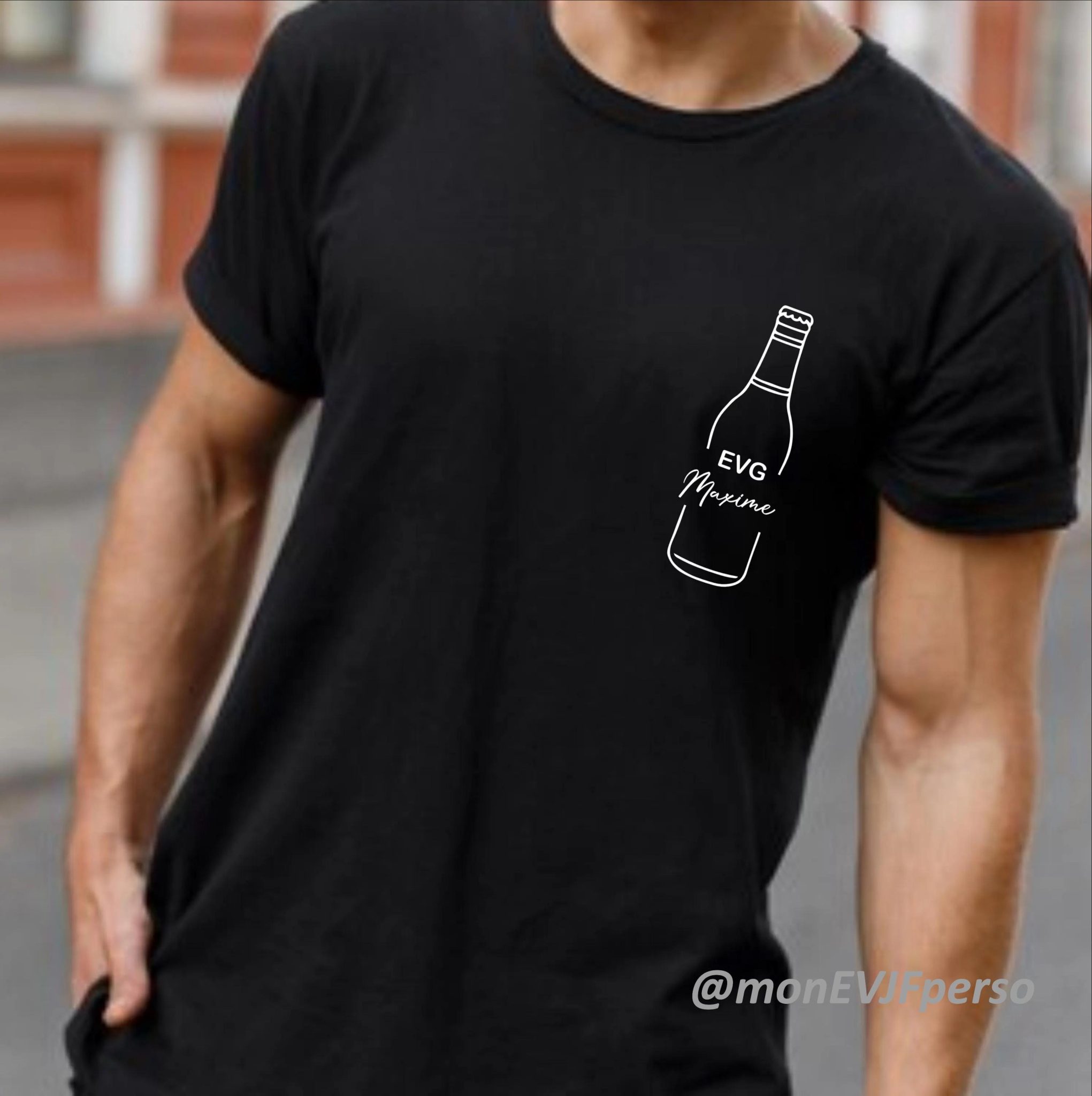T-shirt EVG Homme Personnalisé - Bouteille de Bière, EVG, Cadeau futur marié, t-shirt équipe du marié, idée organisation evg, personnalisé — evg