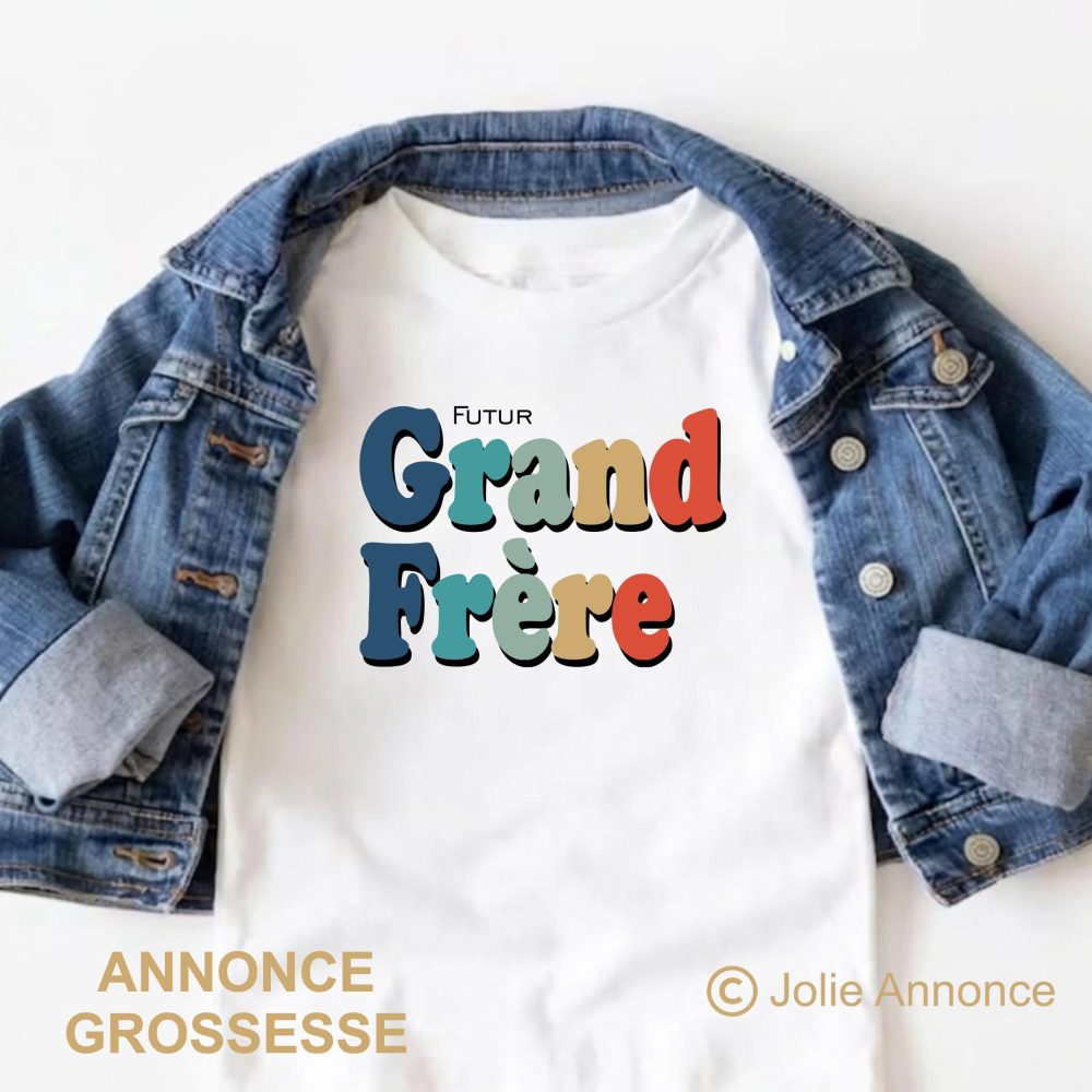 Tee-shirt annonce grossesse, Tee-shirt enfant futur grand frère, T-shirt enfant future grande sœur, Annonce bébé famille