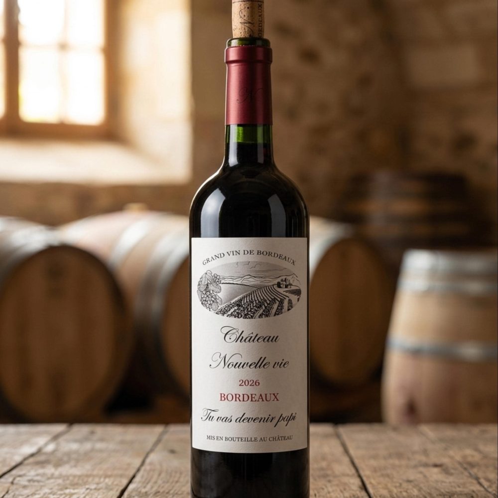 Etiquette bouteille de vin pour Annonce grossesse – Futur Papi tonton