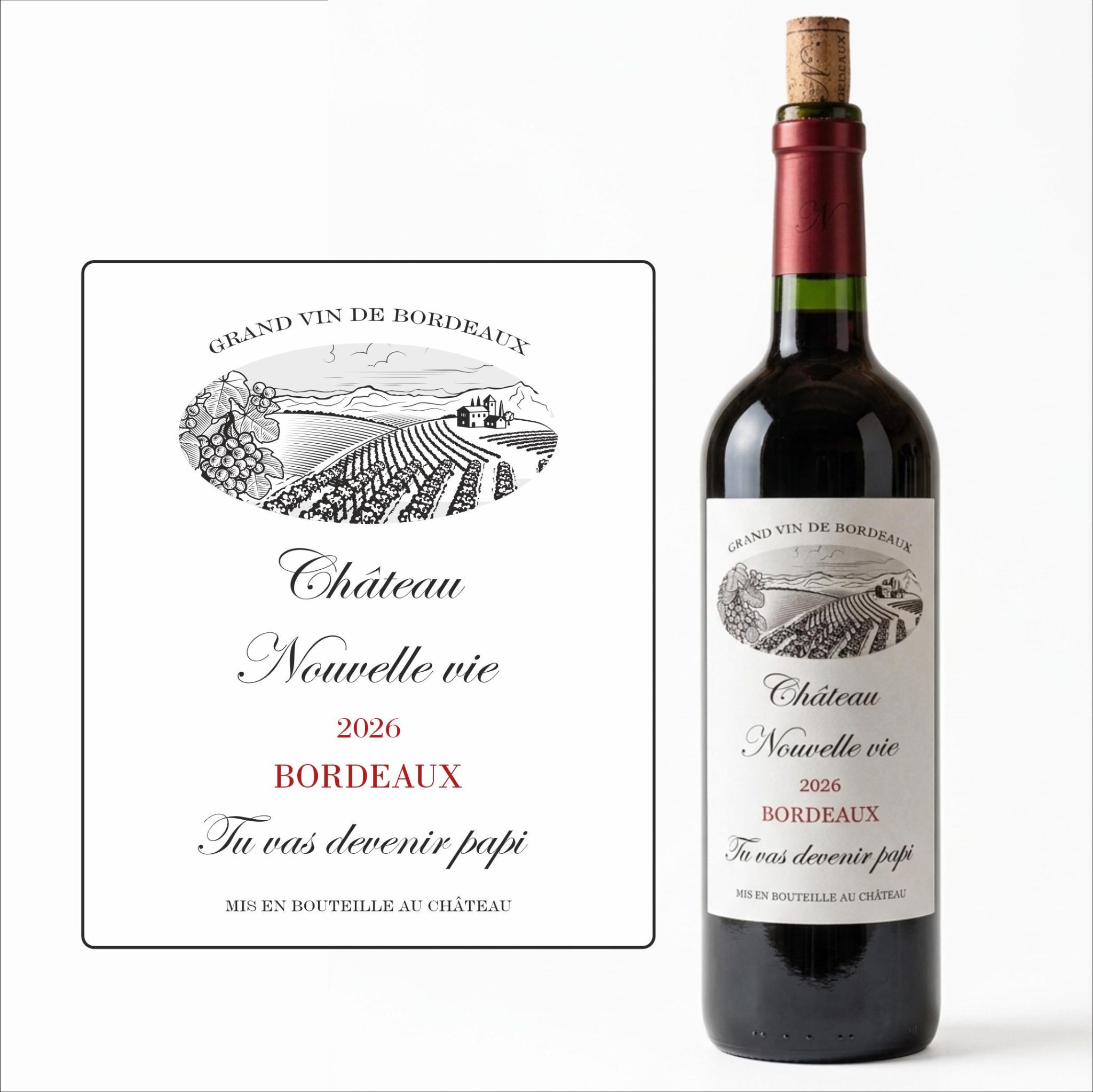 Etiquette de vin annonce grossesse - Futur papa - Tu vas devenir papa — annonce grossesse vin