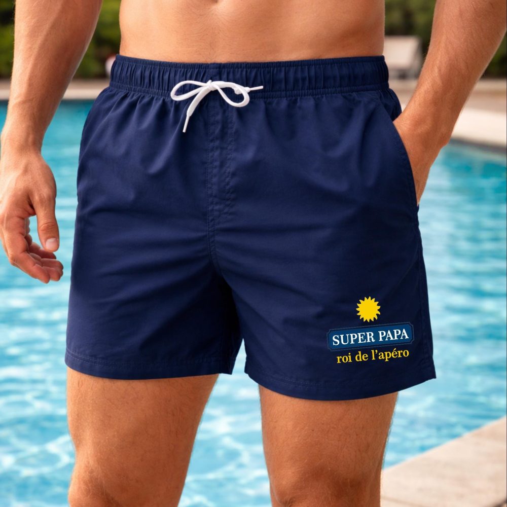 Short de bain + Claquette PAPA personnalisée, idée cadeau papa, fête des pères, cadeau anniversaire, short de bain papa, fête papa