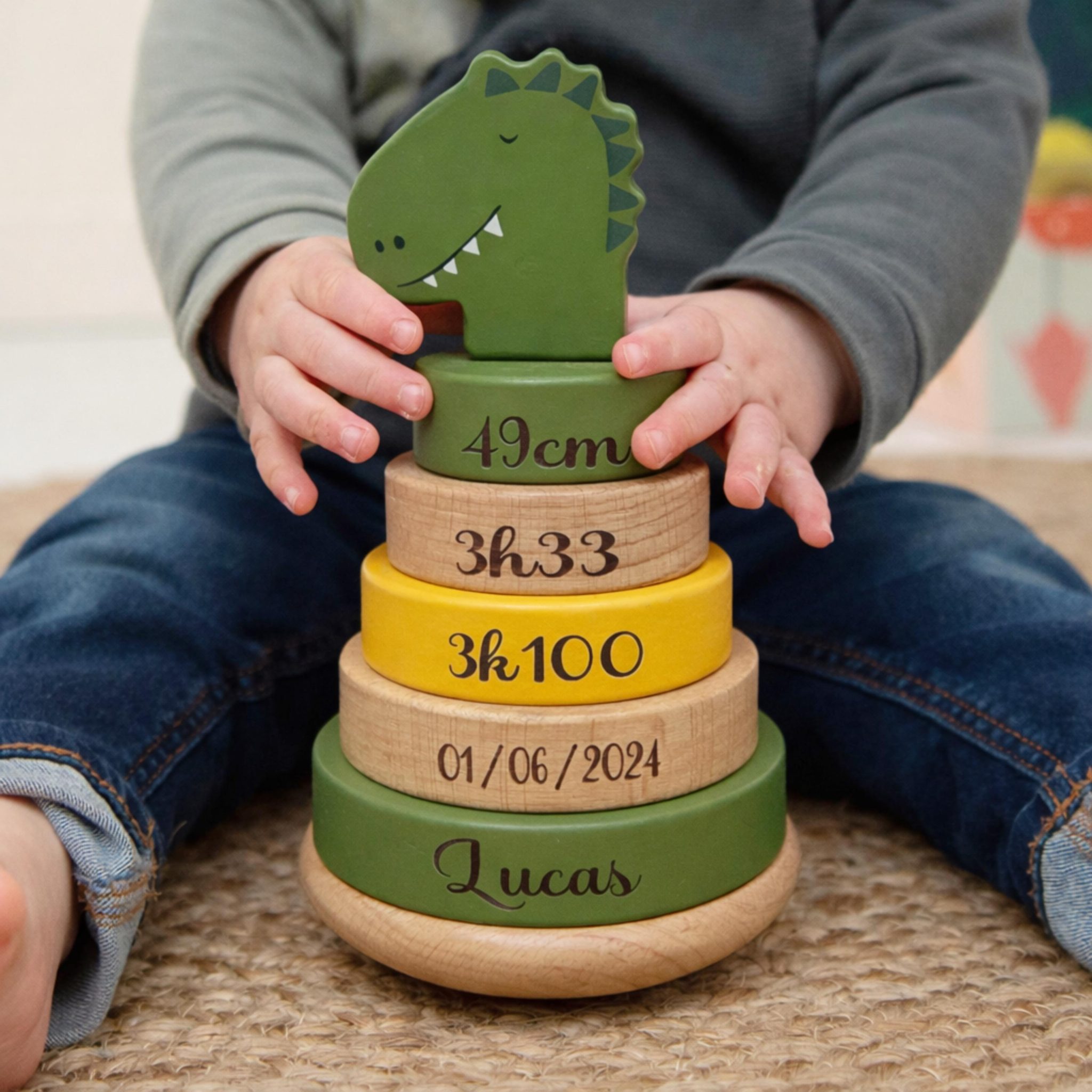 Idée cadeau de naissance souvenirs - Tour trixie personnalisé, cadeau surprise naissance bébé, jouet de naissance informations, jouet bébé — cadeau naissance bébé
