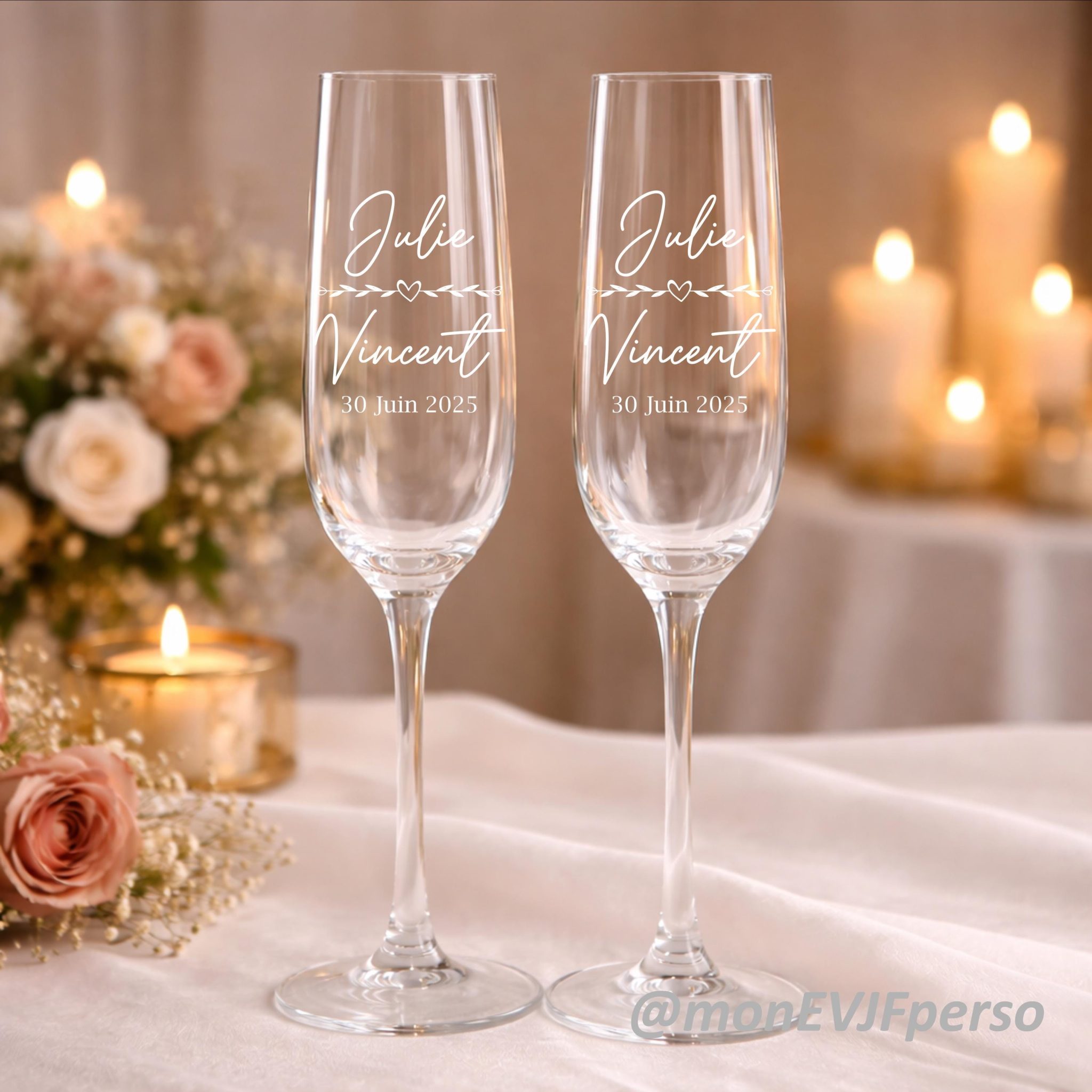 Cadeau de mariage personnalisée – Flûte à champagne mariés, fiançailles, M.&Mme, prénom date, verre toast mariage, témoin, souvenir mariage — cadeau de mariage personnalisé