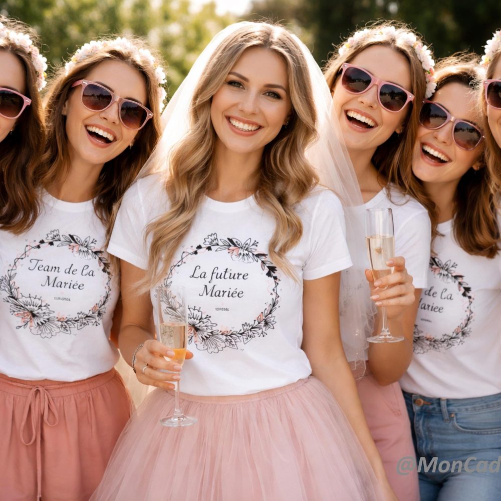 T-shirt EVJF femme personnalisé - t-shirt evjf fleurs, la future mariée, t-shirt témoin de la mariée, team de la mariée, cadeau evjf