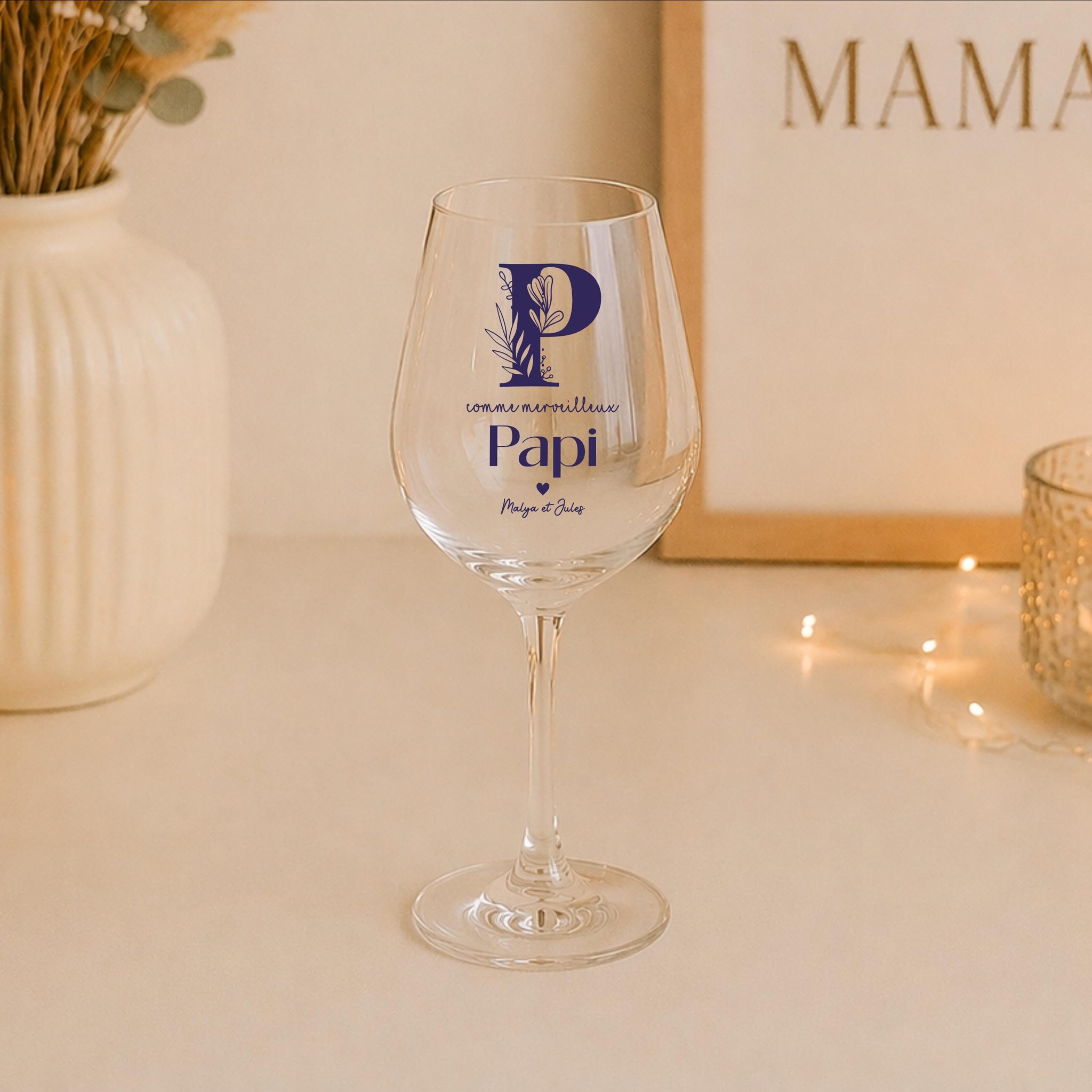 Verre à vin personnalisé Papi Mamie – cadeau grands-parents, anniversaire, Noël papy, idée cadeau personnalisé mamie, verre apéro papy — fête des mères