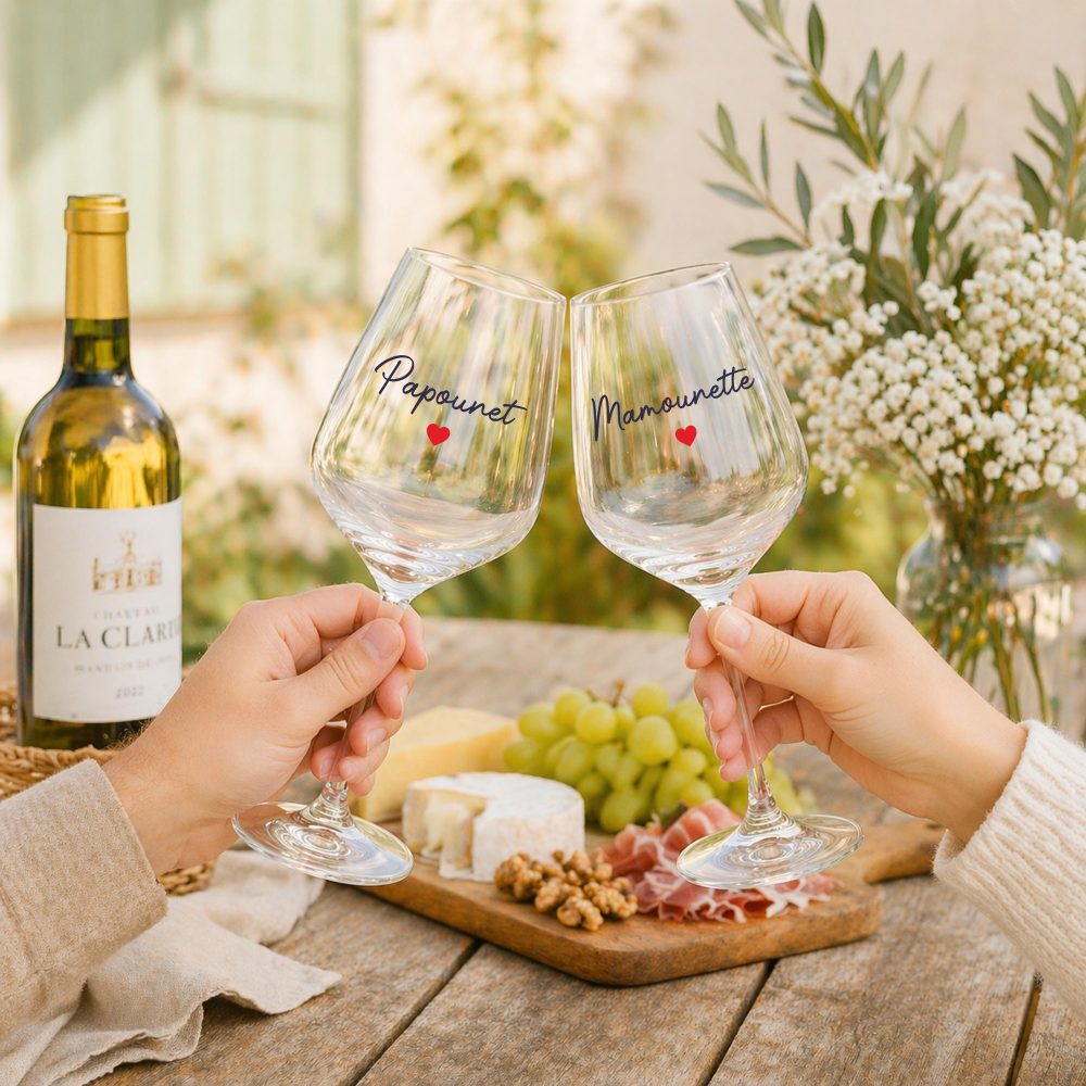 Verre à vin personnalisé Maman et Papa - Fête des mères, idée cadeau pour papa, verre apéro papounet, verre maman, fête des pères, verre