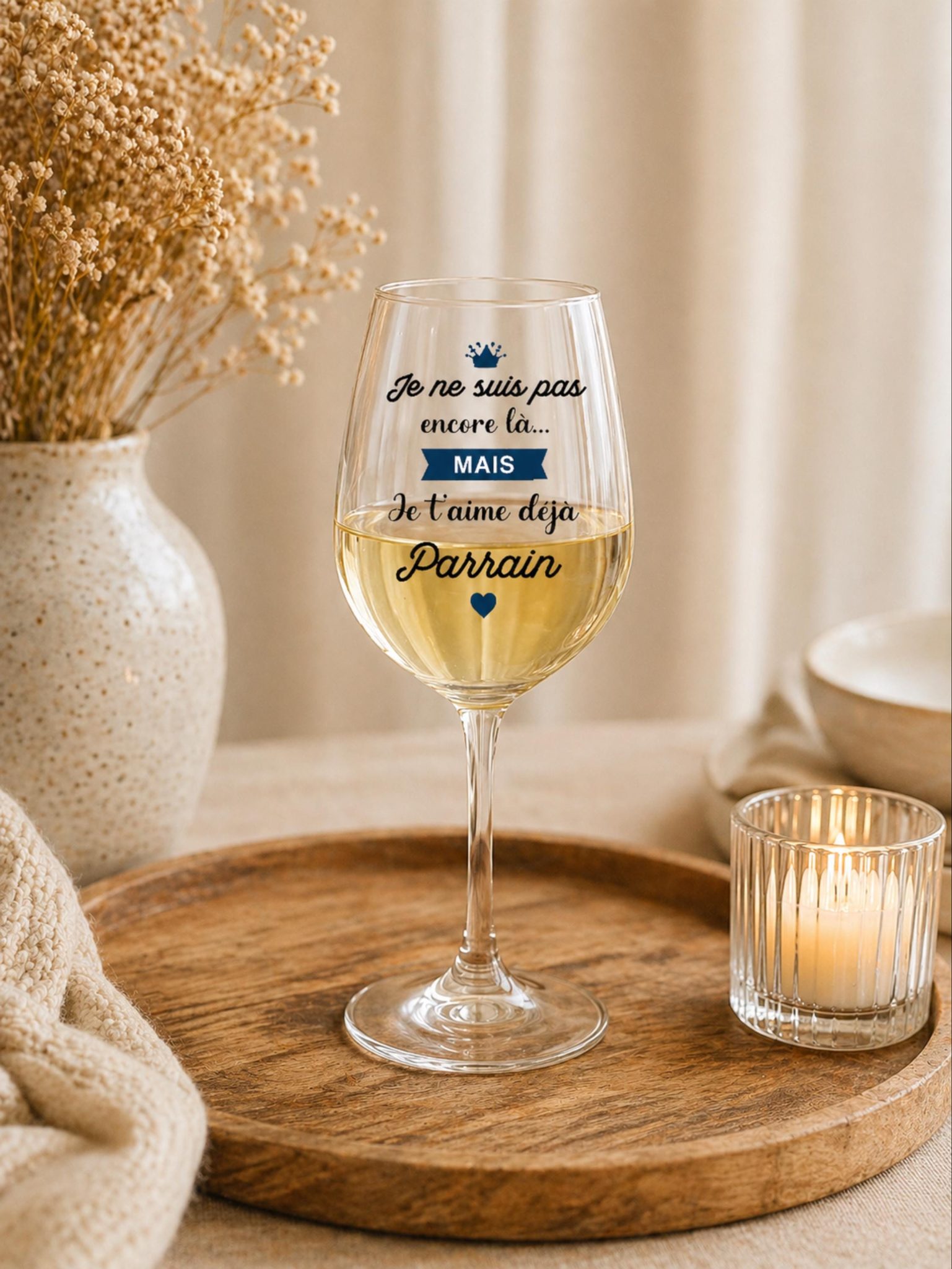Verre à vin Parrain Marraine personnalisé – Annonce grossesse, demande parrain marraine, cadeau baptême, cadeau verre parrain marraine — verre parrain personnalisé