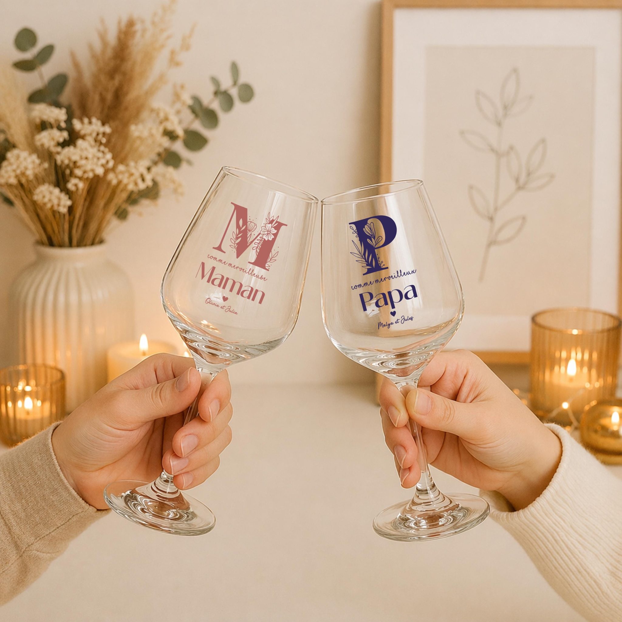 Verre à vin personnalisé Papi Mamie – cadeau grands-parents, anniversaire, Noël papy, idée cadeau personnalisé mamie, verre apéro papy — Verre personnalsié
