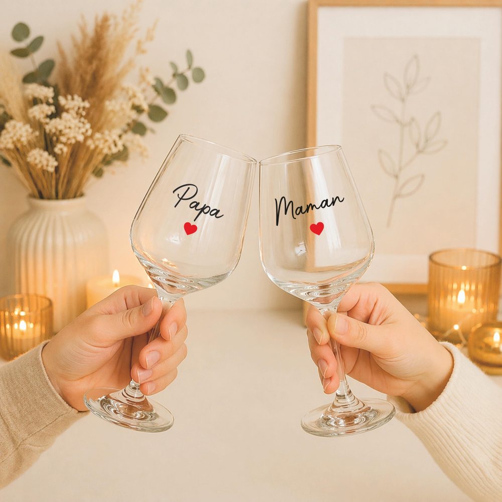 Verre Maman Papa – Cadeau fête des mères, fête des pères, cadeau personnalisé parents, idée cadeau famille, fête des pères, cadeau apéro