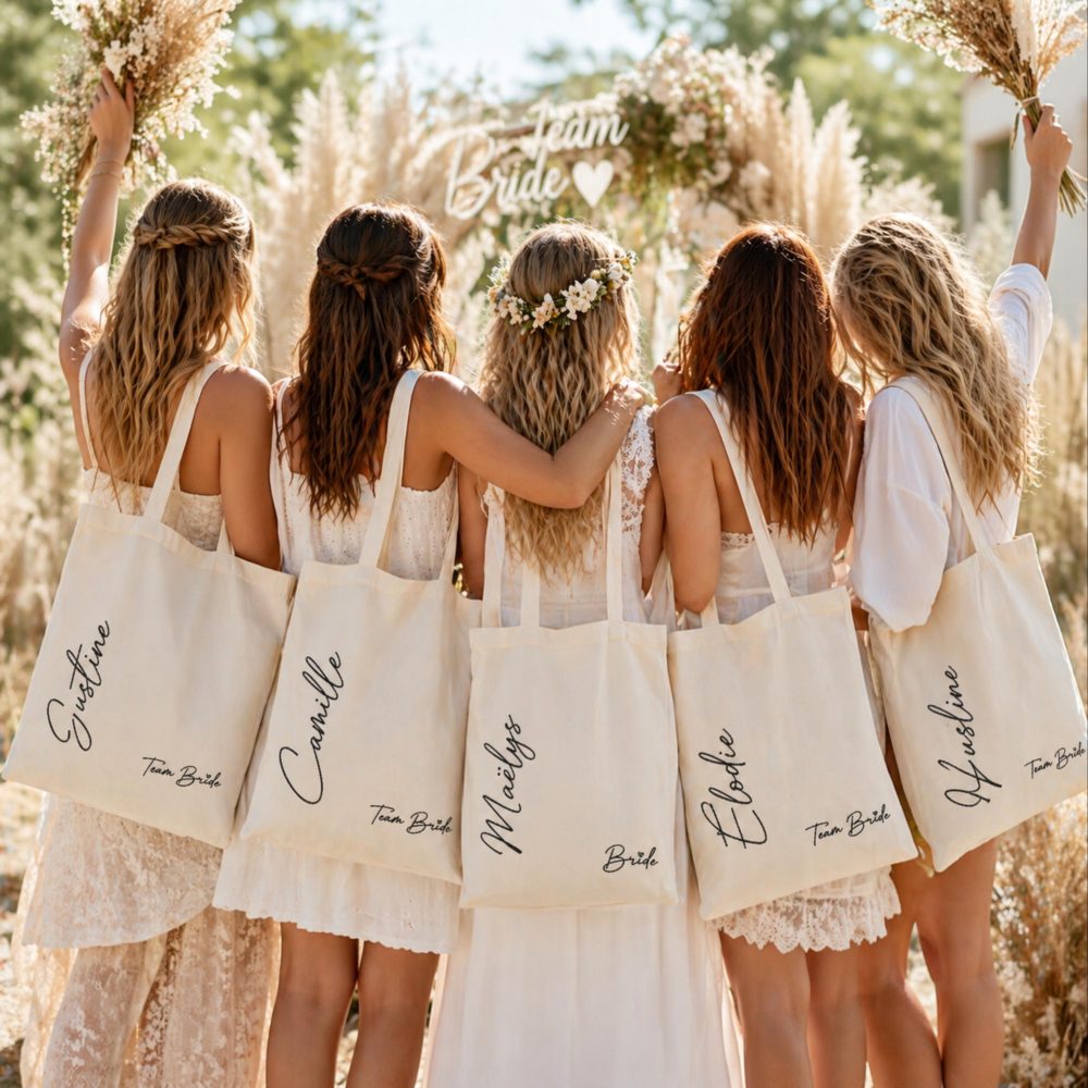 Tote Bag Personnalisé EVJF – Cadeau evjf, Tote bag future mariée, Idée organisation evjf, Cadeau team de la mariée, evjf personnalisé