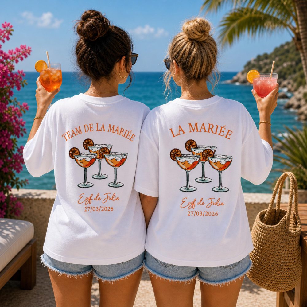 Idée de t-shirt pour evjf entre copines - t-shirt de la mariée, cadeau team de la mariée, t-shirt personnalisé evjf, weekend copines
