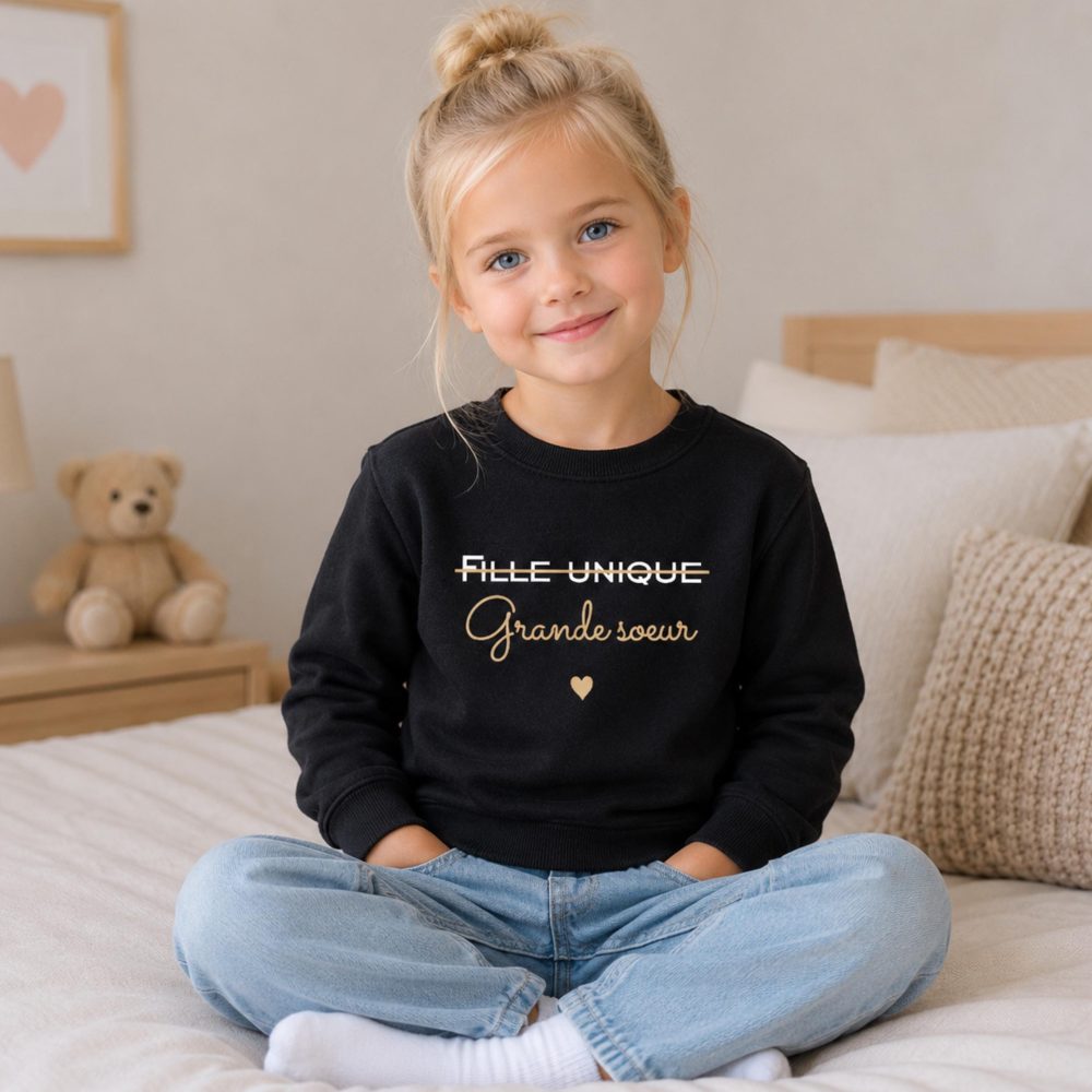 Sweat Futur Grand Sœur – Annonce grossesse Sœur , cadeau enfant grossesse, sweat annonce bébé famille, pull grand Sœur, idée annonce Sœur