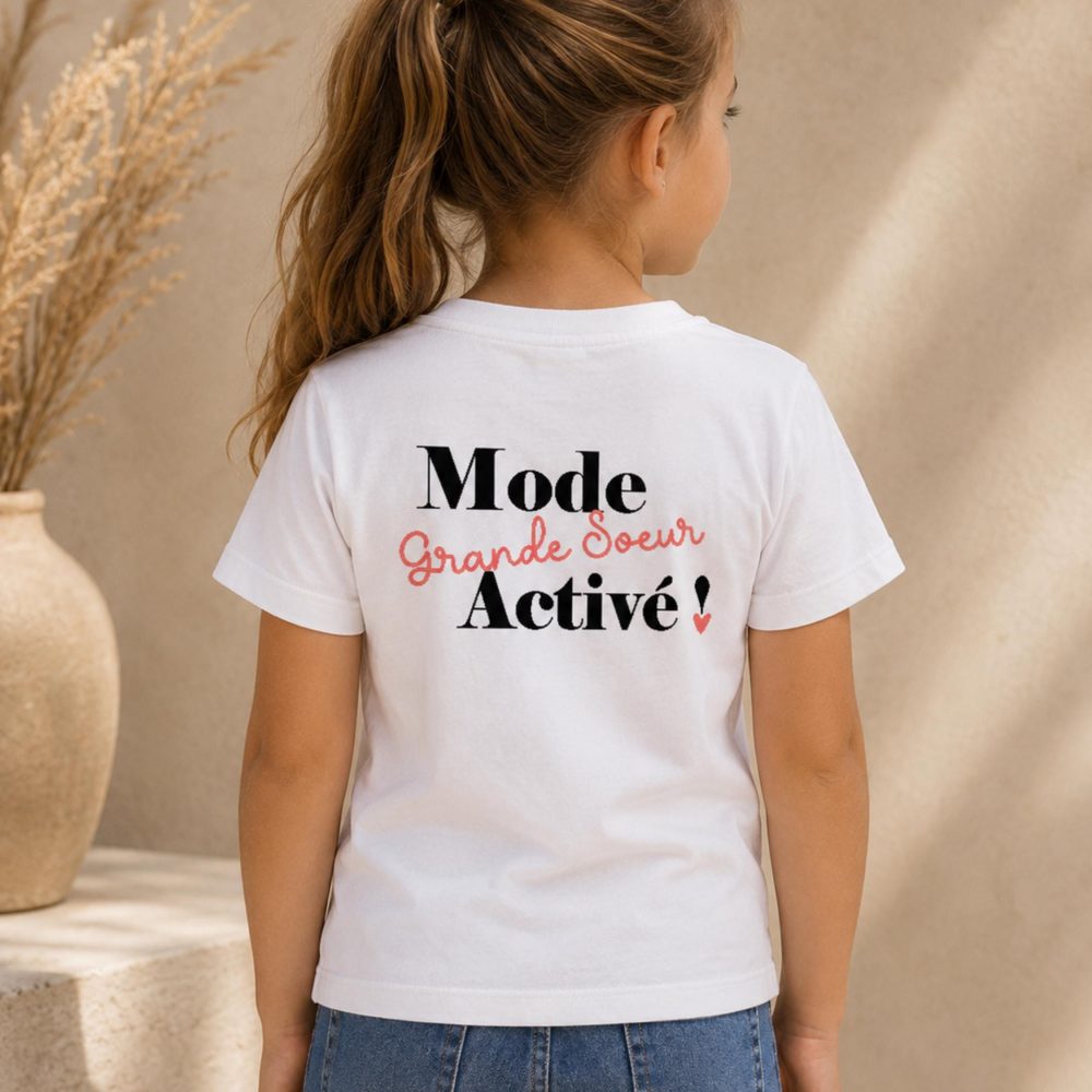 T-shirt annonce Grande sœur - idée annonce de grossesse, annonce grossesse famille, t-shirt annonce fille, idée annonce naissance fille