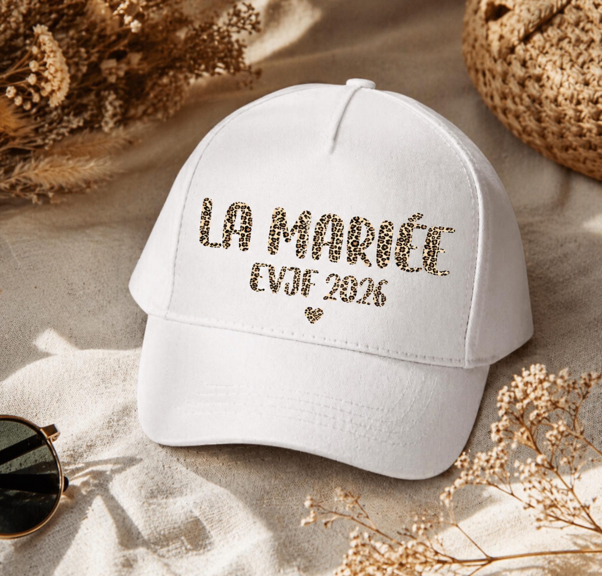 Casquette EVJF léopard personnalisé - cadeau pour evjf, casquette future mariée, accessoire evjf copines, idée cadeau casquette team evjf — evjf