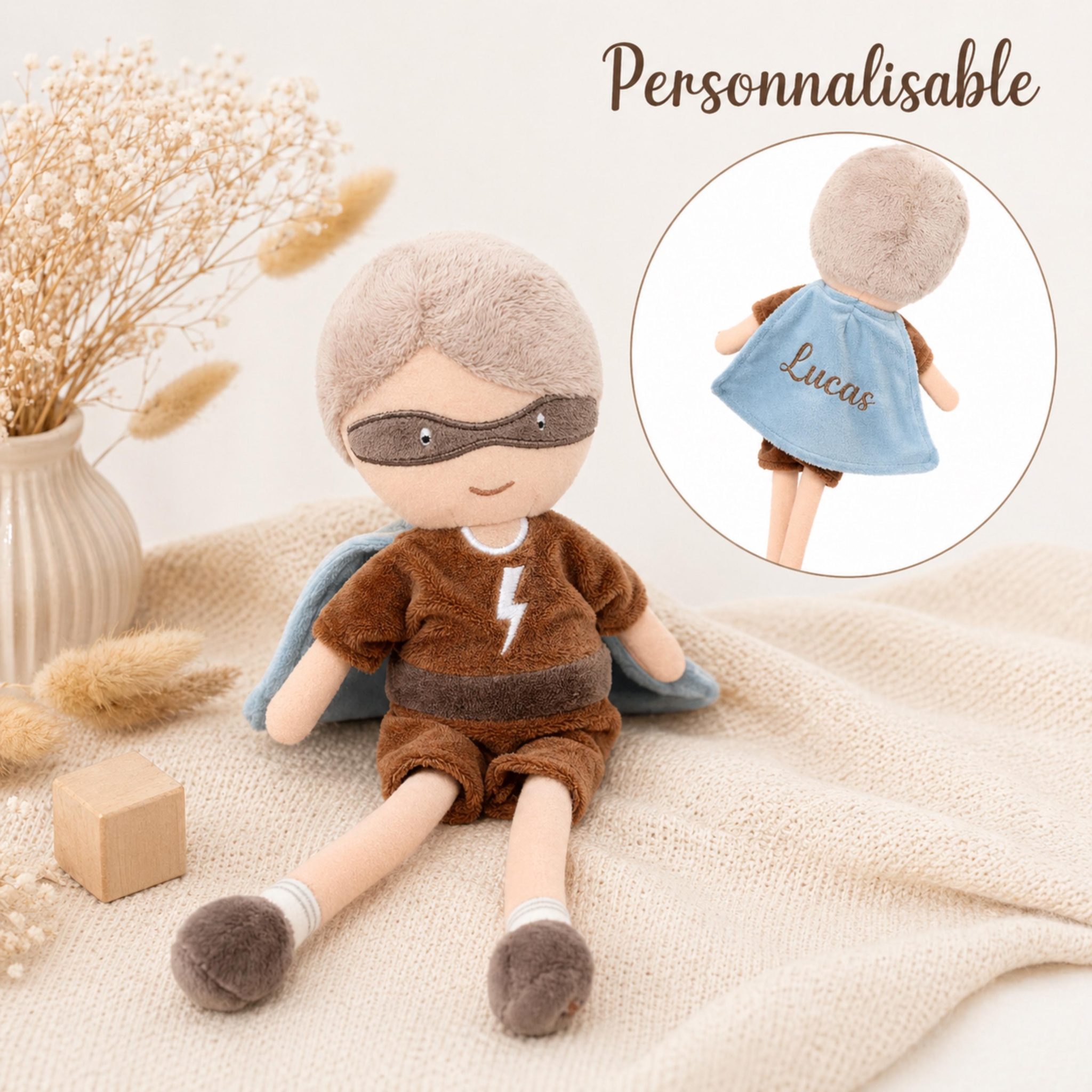 Peluche personnalisée, enfant poupée enfant prénom, Peluche fille personnalisée, cadeau enfant cadeau bébé prénom, cadeau naissance garçon — Cadeau enfant