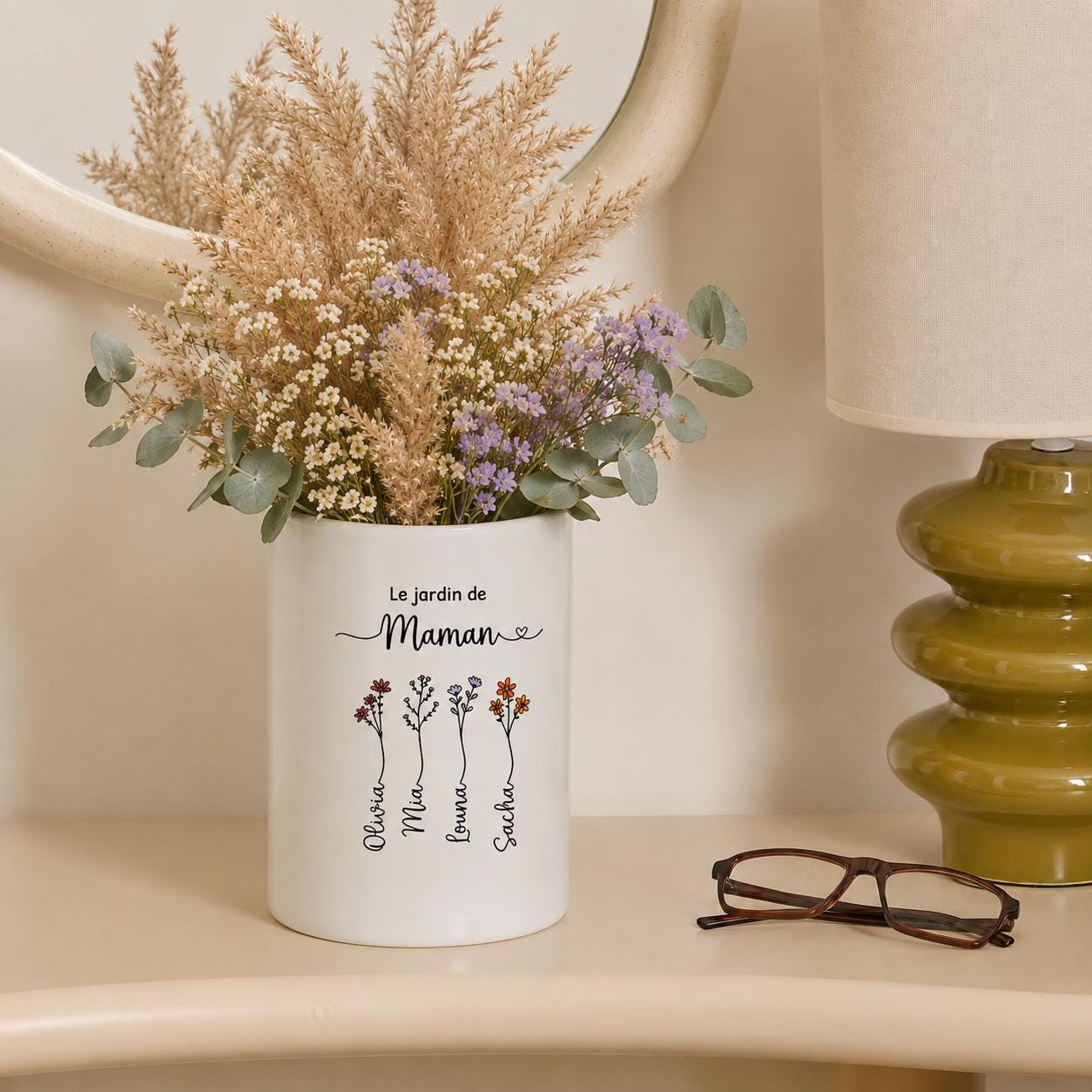 Pot de fleurs personnalisé “Le jardin de Maman” – fête des mères, vase mamie, cadeau anniversaire noël maman mamie, idée fête maman fleurs — cadeau fete des meres