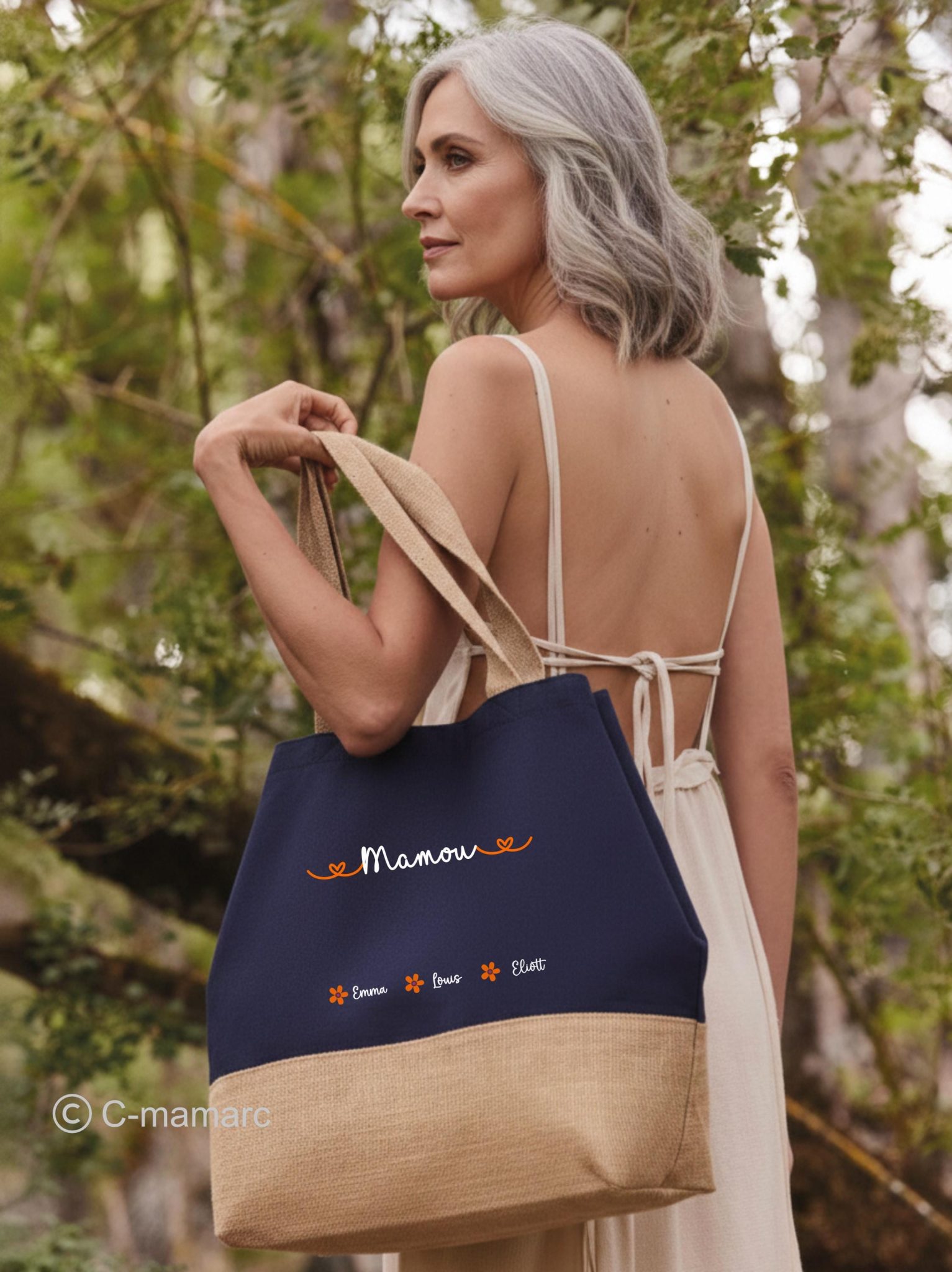 Sac shopping à personnaliser - cadeau personnalisé pour Mamie, maman, tata, marraine - Fête des grands-mères, fête des mères, tote bag — Idée cadeau mamie