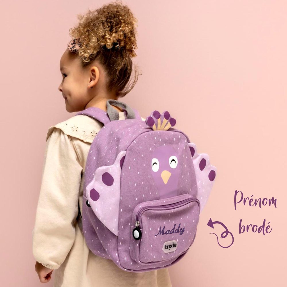 Petit sac à dos enfant brodé avec prénom pour entrée école maternelle/crèche, activités sportives, sac a dos pratique et amusant