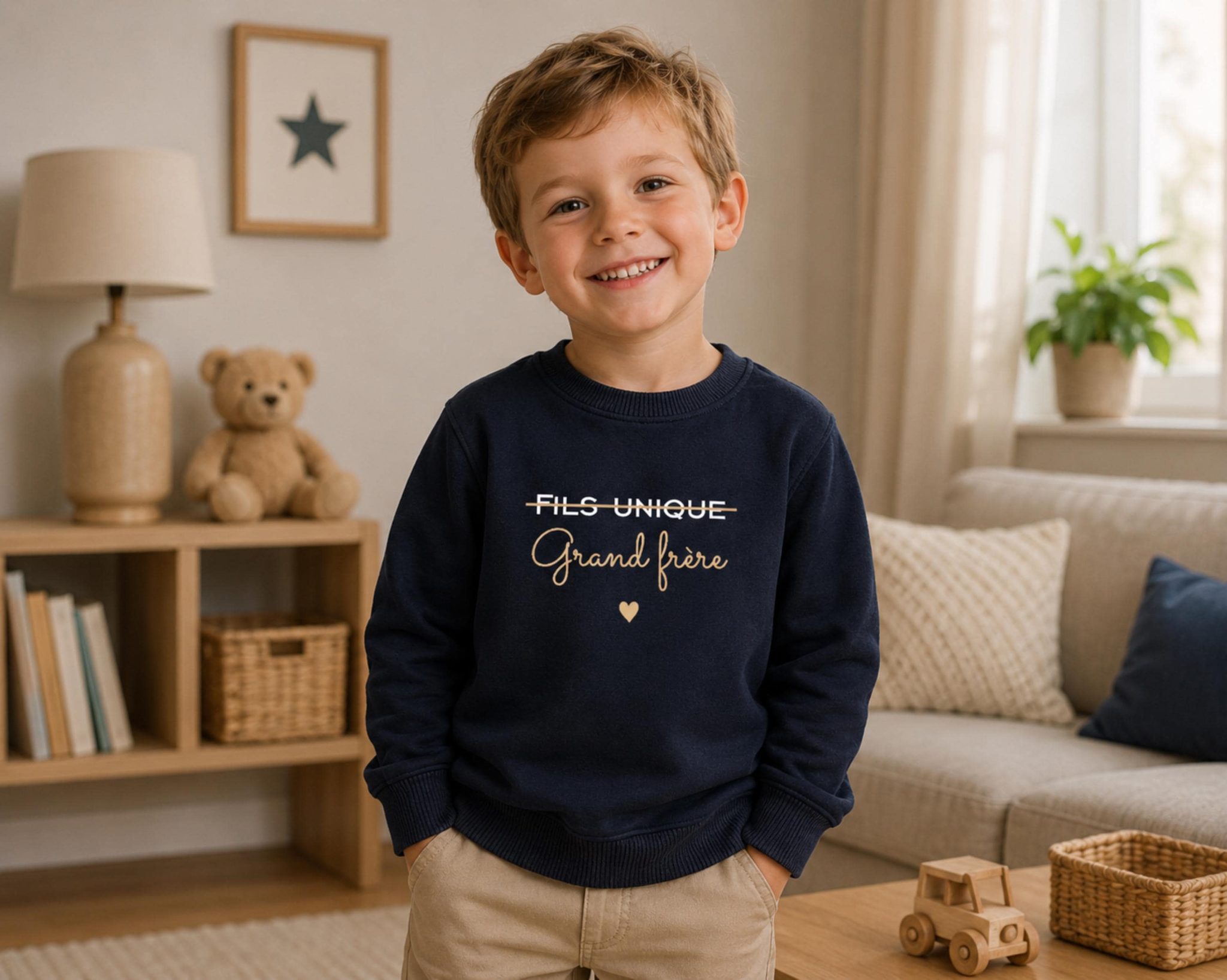 T shirt Futur Grand Frère – Annonce grossesse, cadeau enfant grossesse, sweat annonce bébé famille, pull grand frère, idée annonce frère — je vais être grand frère