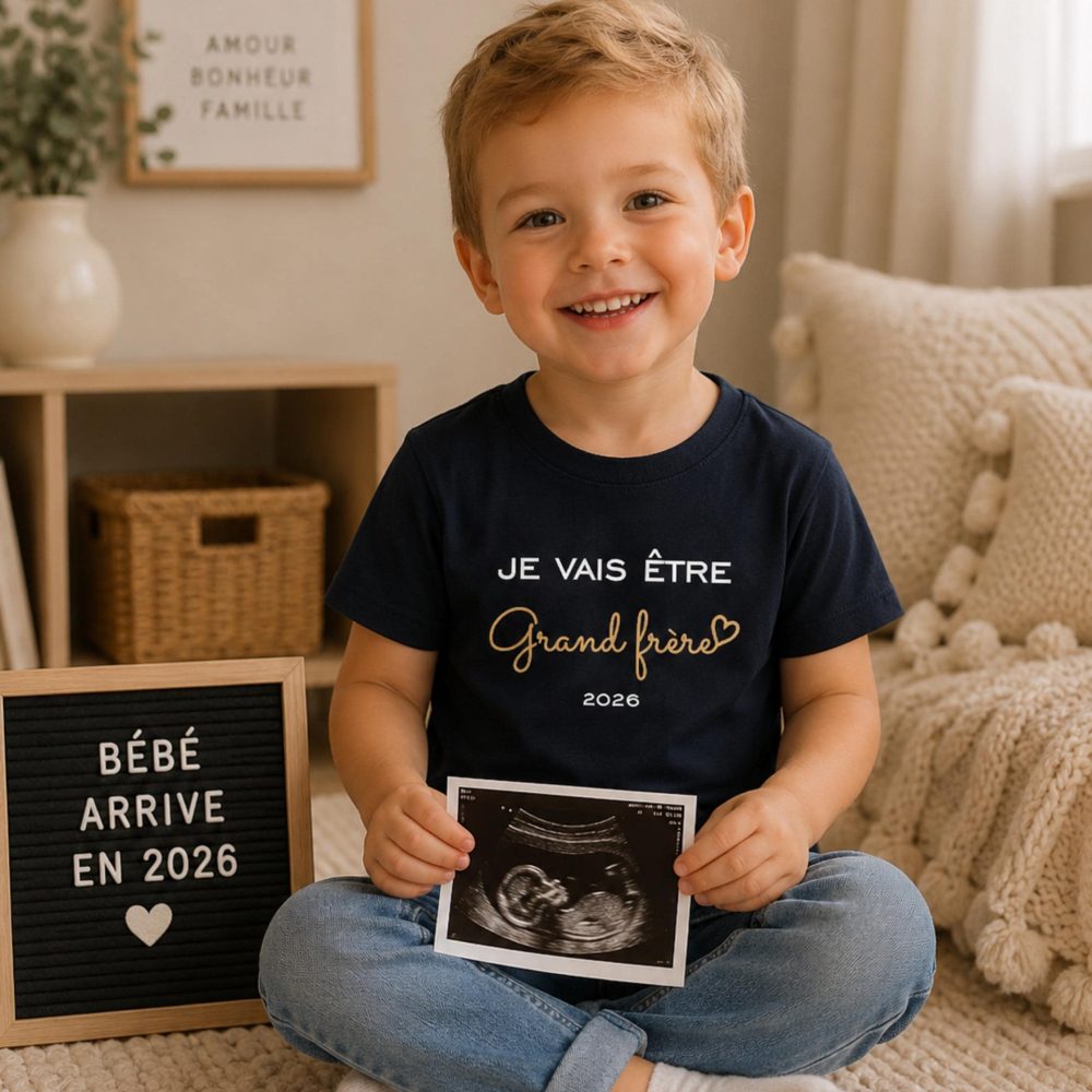 T-shirt annonce futur Grand Frère – Annonce grossesse, cadeau enfant grossesse, sweat annonce bébé famille, idée annonce t-shirt grand frère
