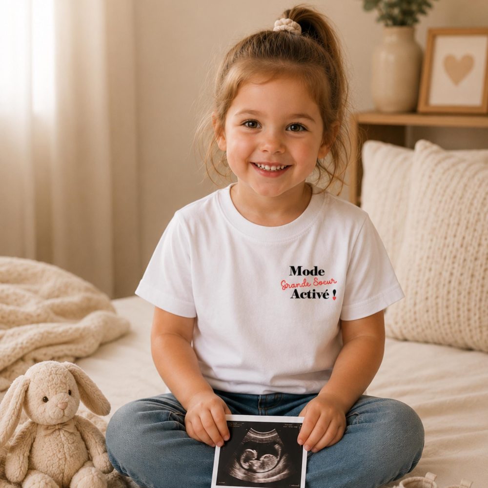 T-shirt annonce Grande sœur/ Grand frère - idée annonce de grossesse, annonce grossesse famille, t-shirt annonce fille, annonce naissance