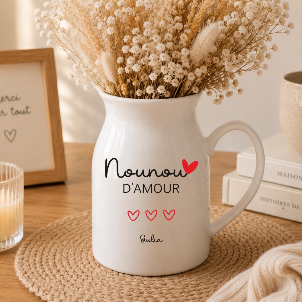 Vase personnalisé nounou - cadeau nounou, idée cadeau fin d'année nounou, cadeau remerciement nounou, cadeau école nounou, vase fleurs