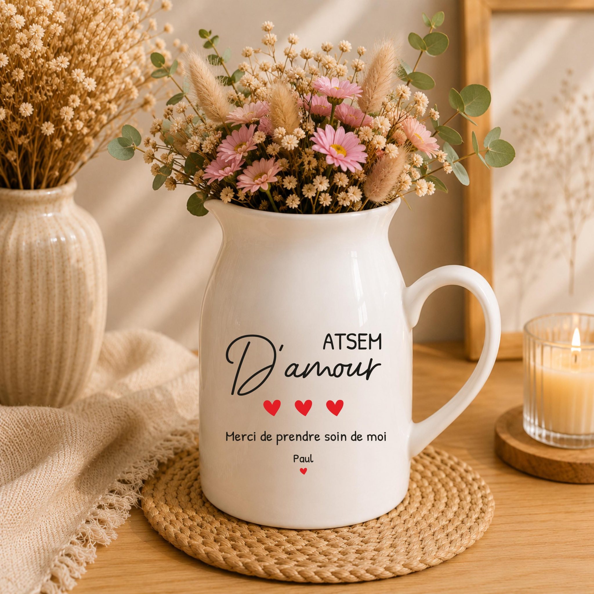 Vase fleurs Nounou, cadeau fin d'année remerciement nounou, idée cadeau nounou, vase nounou d'amour, cadeau anniversaire noël nounou — idée cadeau nounou