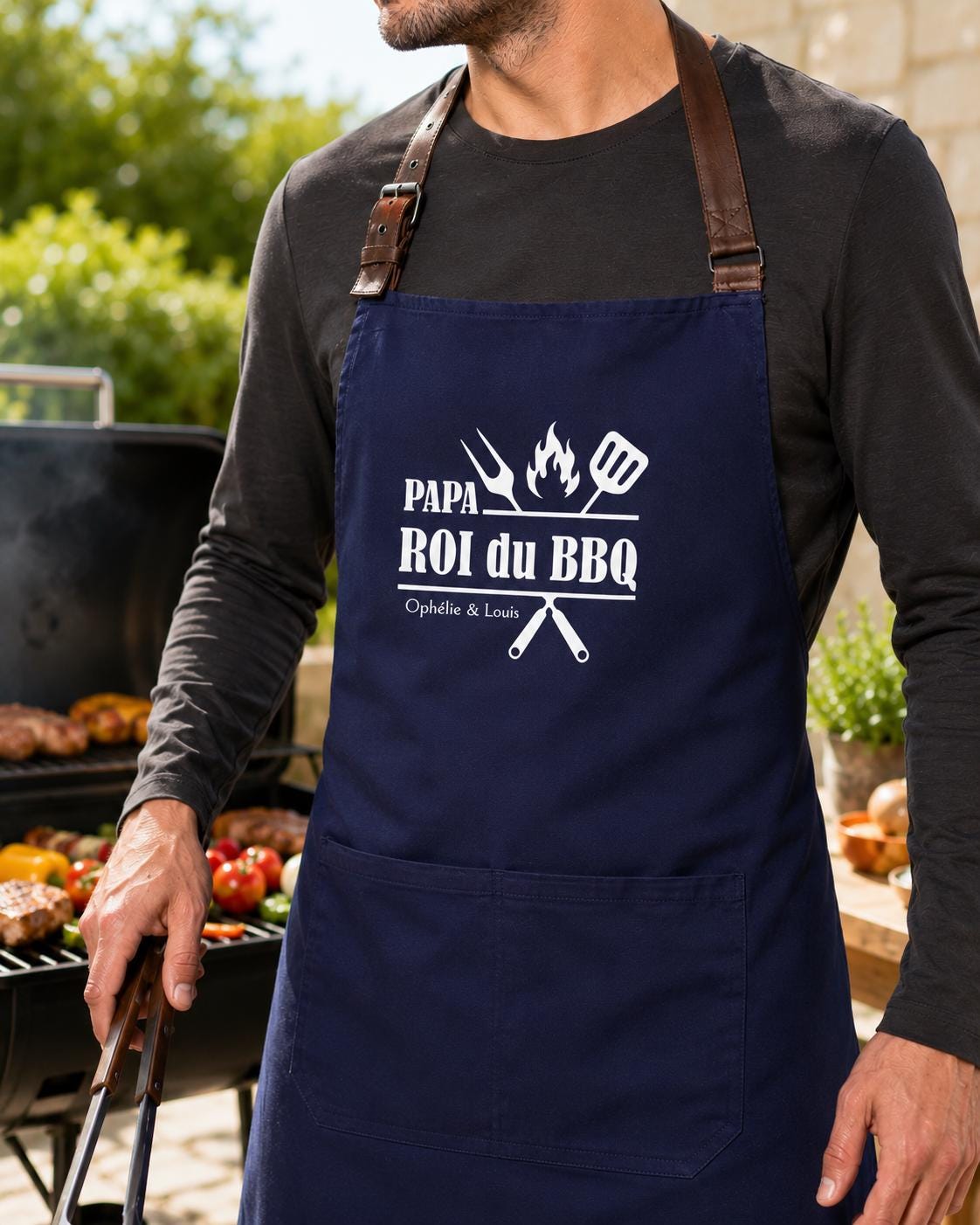 Tablier personnalisé cadeau fête des pères, fête grand-père, anniversaire papa, cadeau papi.