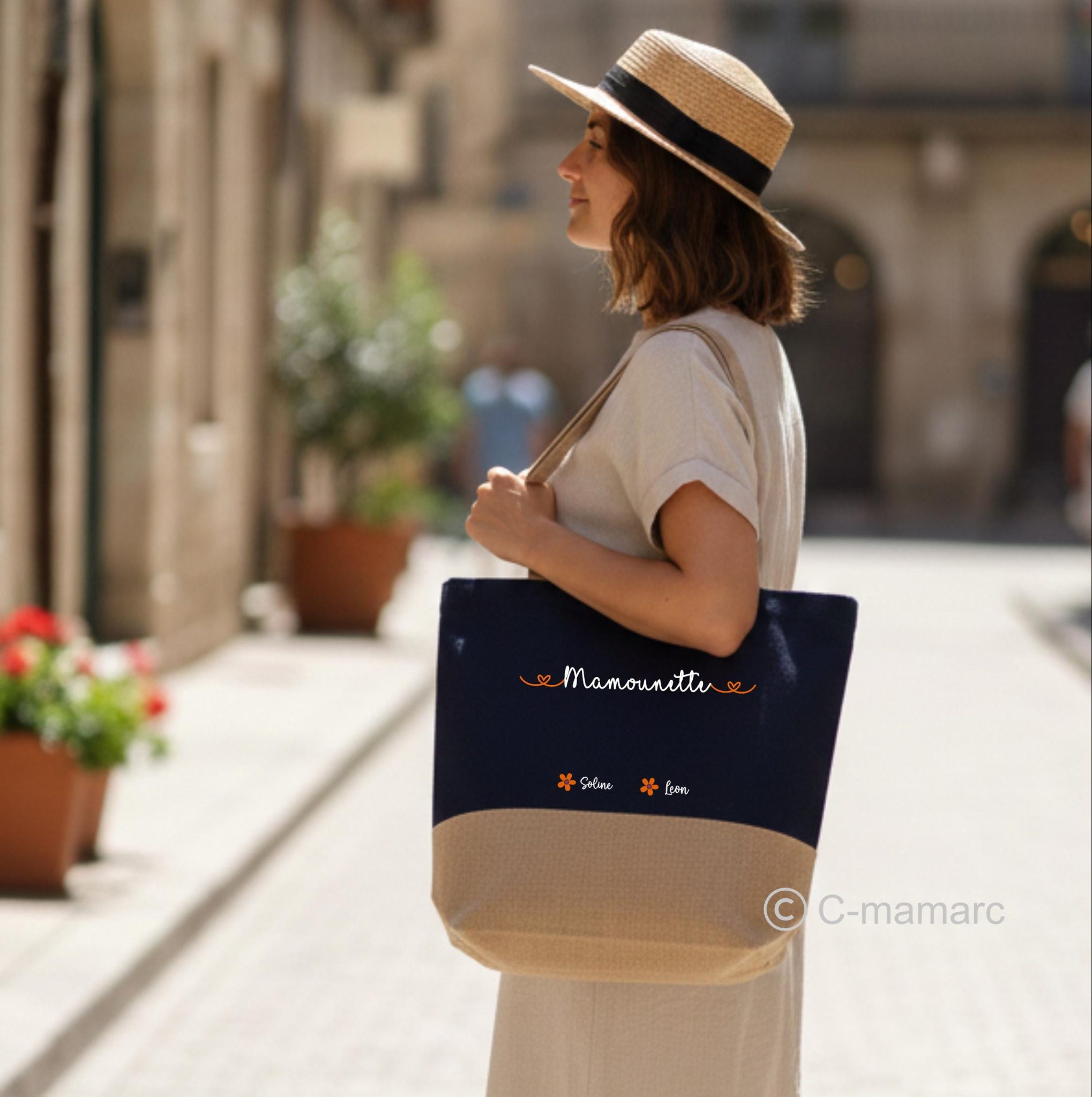 Sac shopping à personnaliser - cadeau personnalisé pour Mamie, maman, tata, marraine - Fête des grands-mères, fête des mères, tote bag