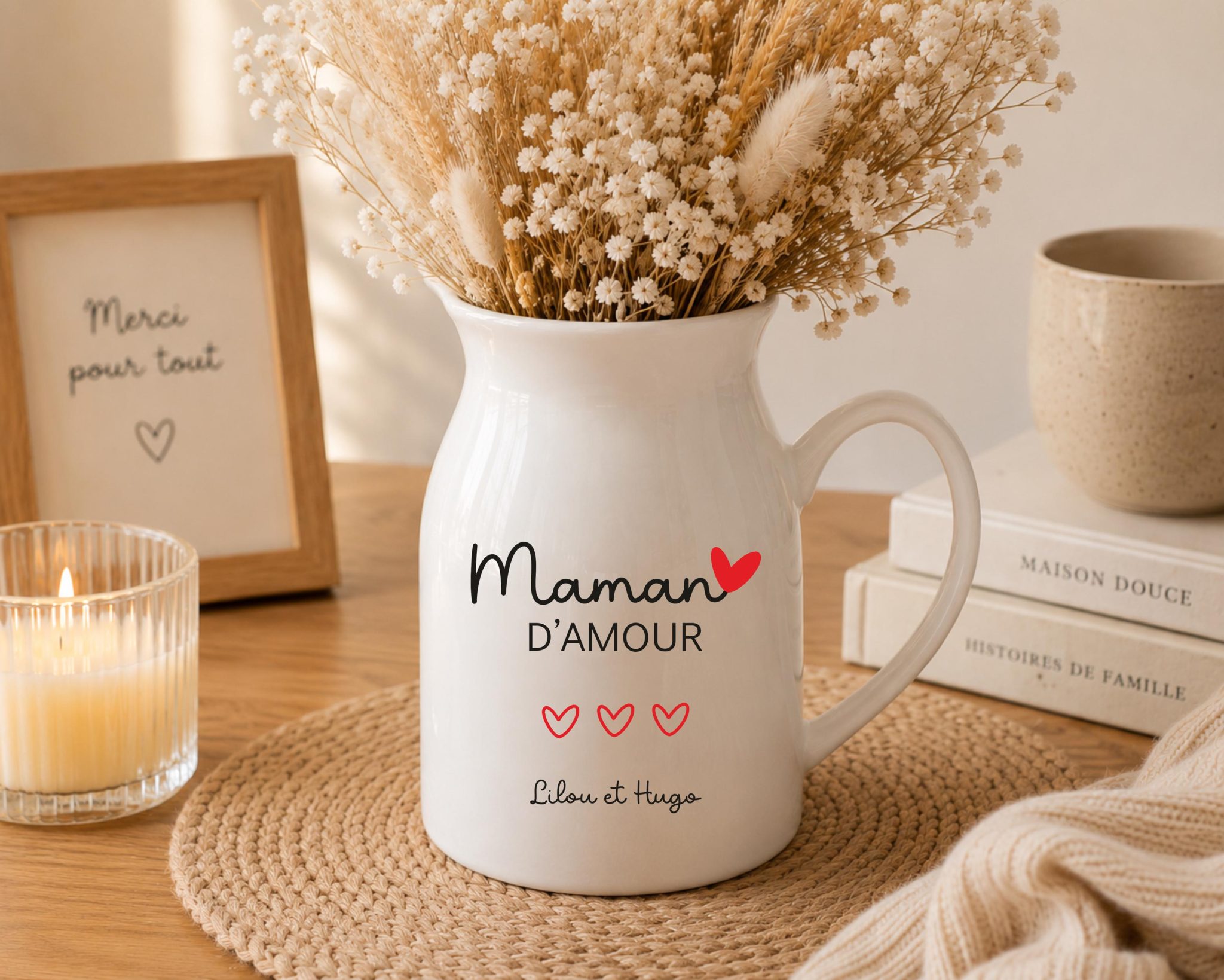 Vase personnalisé nounou - cadeau nounou, idée cadeau fin d'année nounou, cadeau remerciement nounou, cadeau école nounou, vase fleurs — école atsem personnalisé