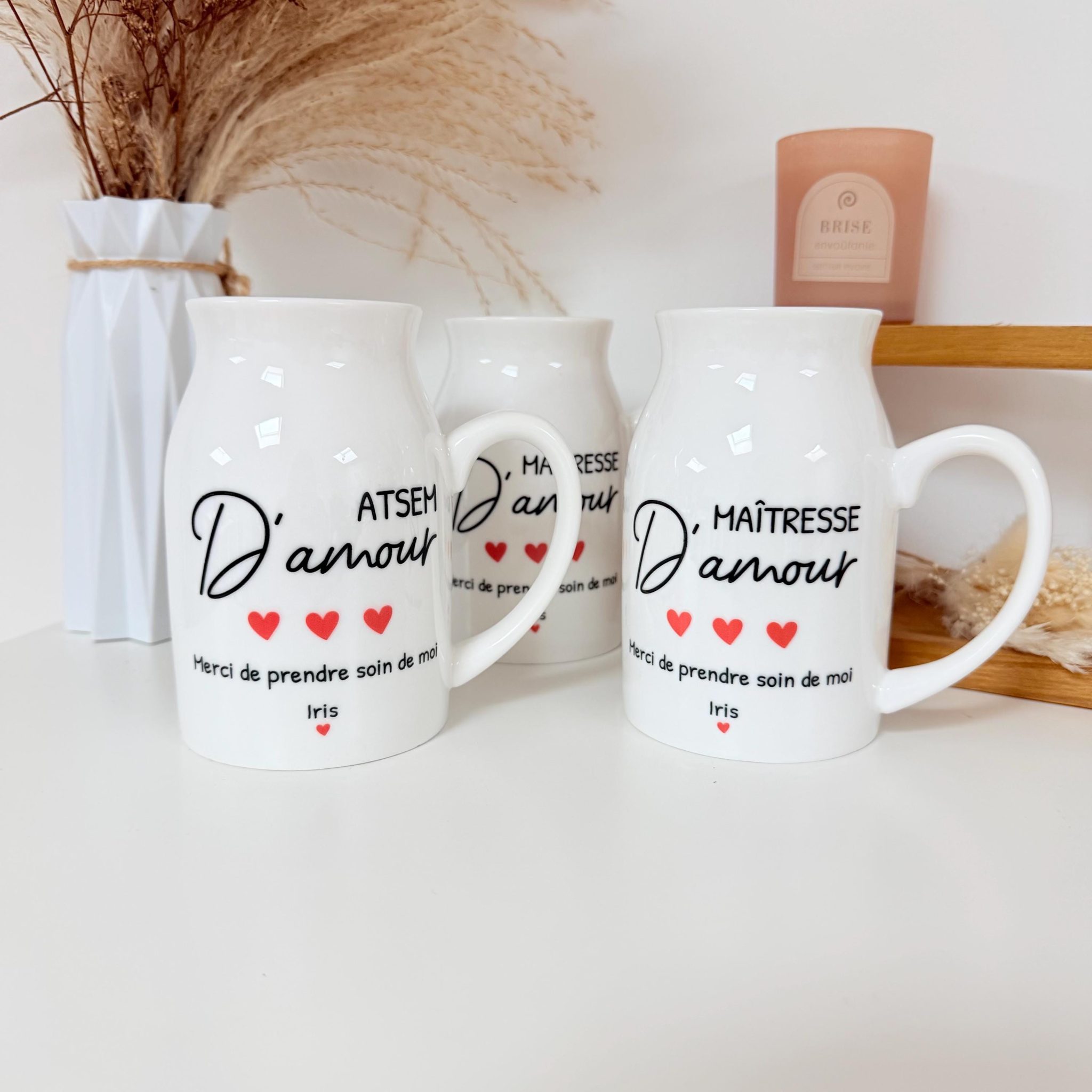 Vase fleurs Nounou, cadeau fin d'année remerciement nounou, idée cadeau nounou, vase nounou d'amour, cadeau anniversaire noël nounou — merci nounou