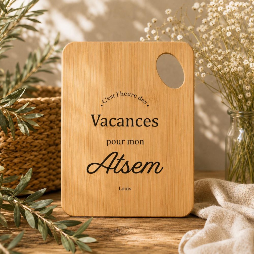 Cadeau Atsem, planche à découper personnalisé, idée cadeau Atsem, cadeau de fin d'année, cadeau personnalisé Atsem, apéro Atsem