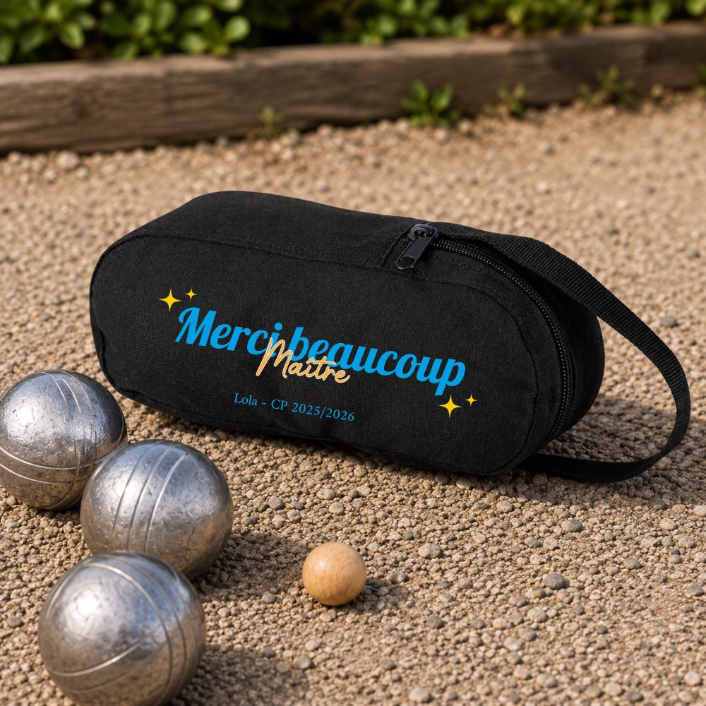 Sacoche pétanque Maître personnalisé - Cadeau maître fin d'année - cadeau vacances maître, cadeau merci maître fin d'année