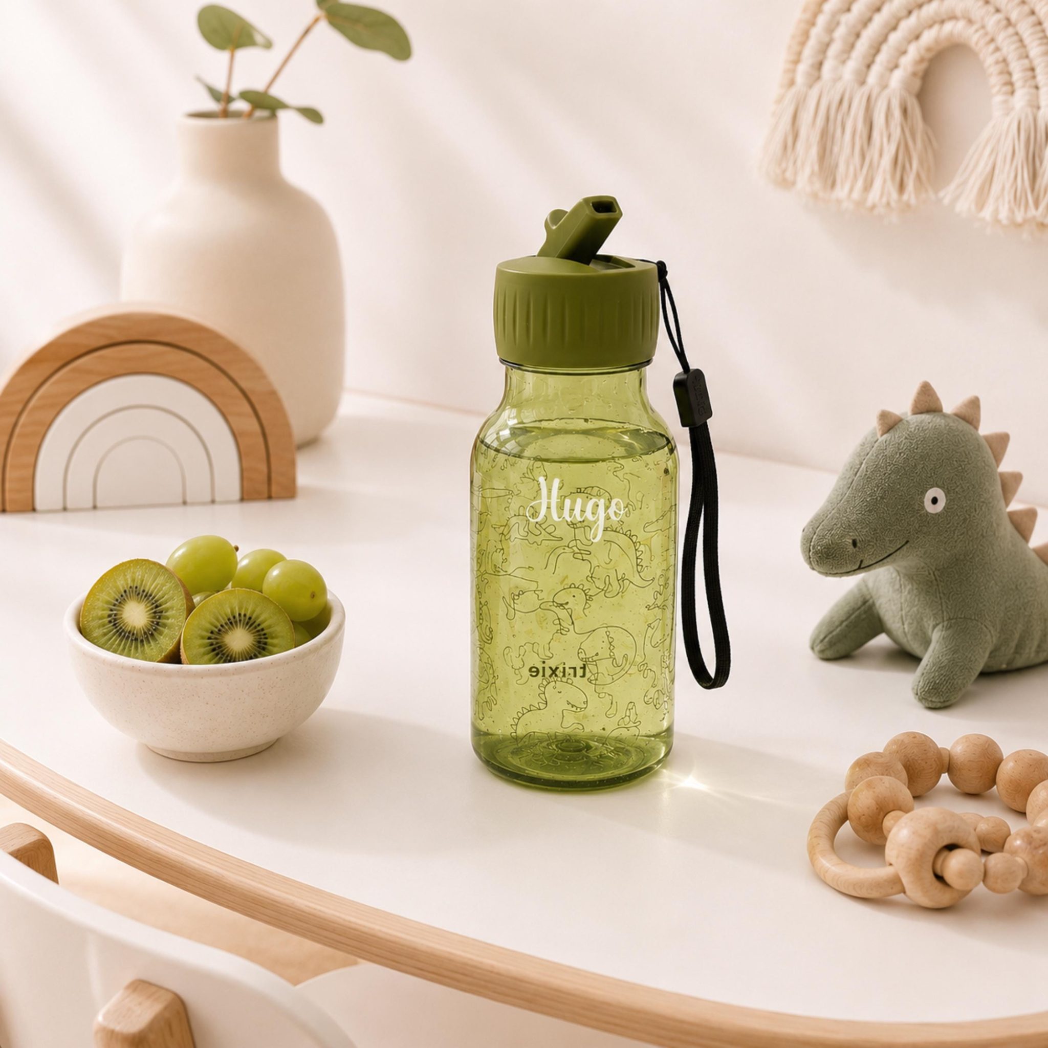 Gourde enfant personnalisée Trixie prénom 350 ml – Gourde école maternelle crèche garderie gourde centre aéré rentrée scolaire cadeau enfant — petite gourde animal