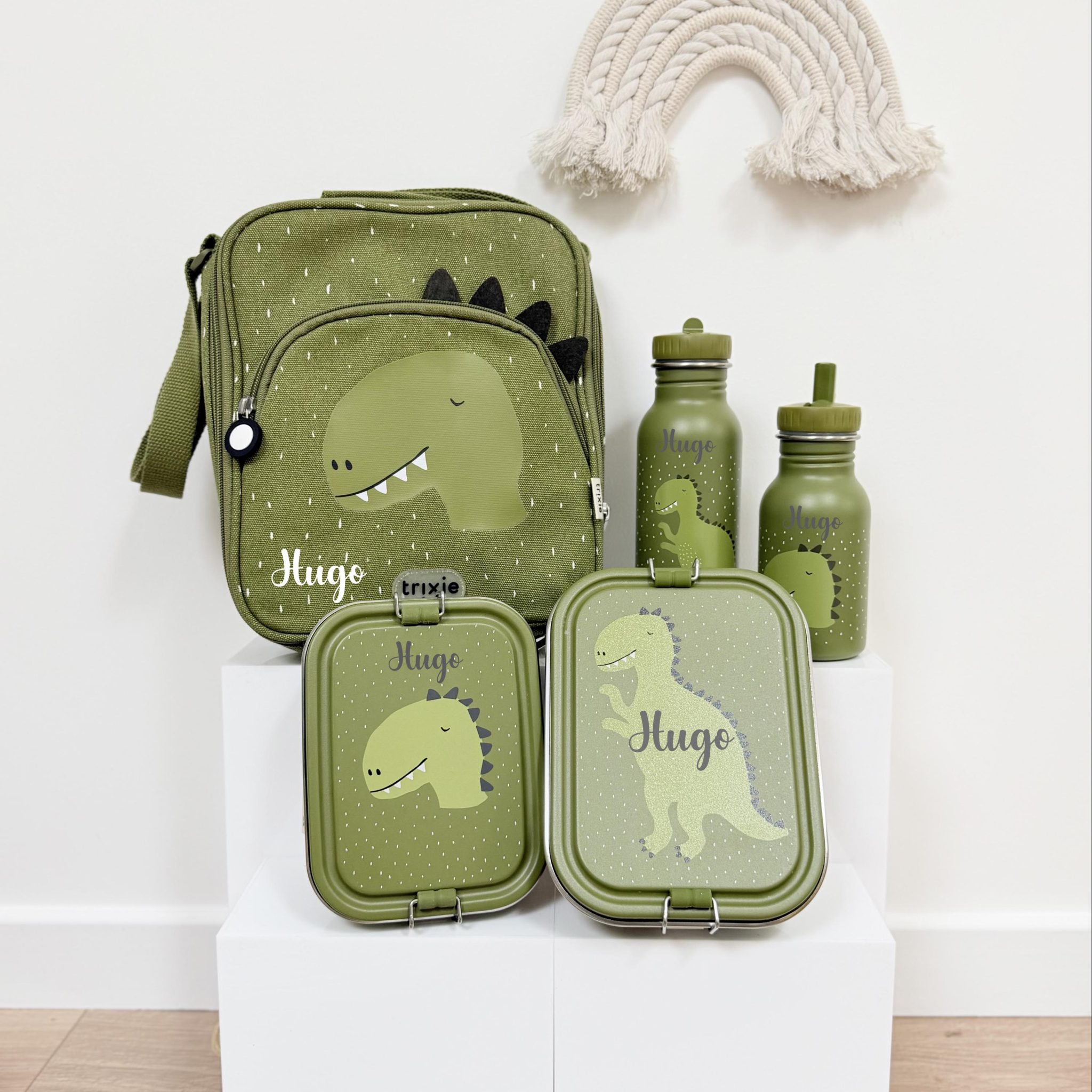 Kit repas enfant personnalisé Trixie – Lunch bag isotherme, gourde inox gravée 350ml ou 500ml, boîtes repas inox prénom, rentrée scolaire — kit rentrée école