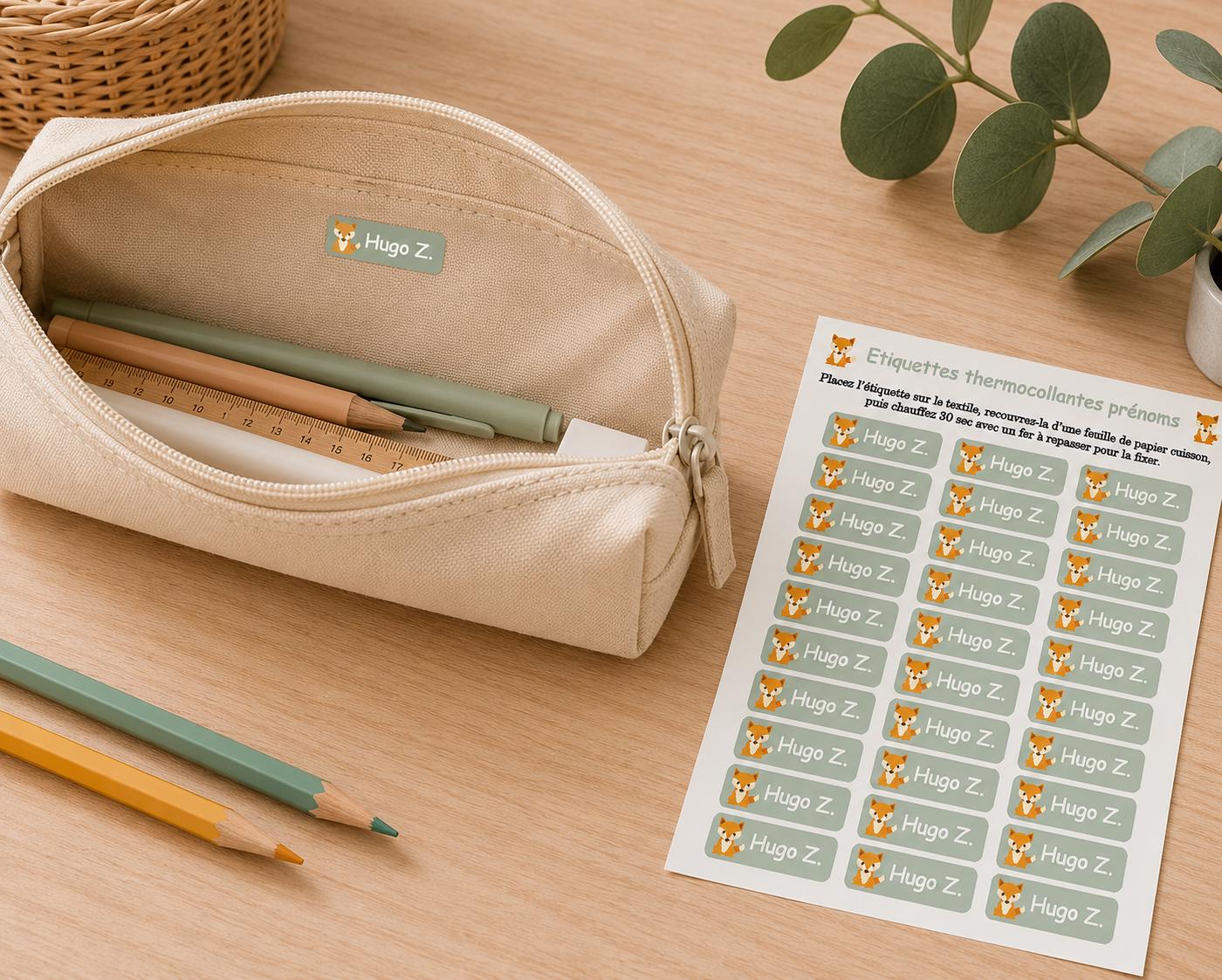 étiquette thermocollantes enfant personnalisé - étiquette prénom école, organisation vêtement et objet enfant, prénom fourniture scolaire — étiquette personnalisée école