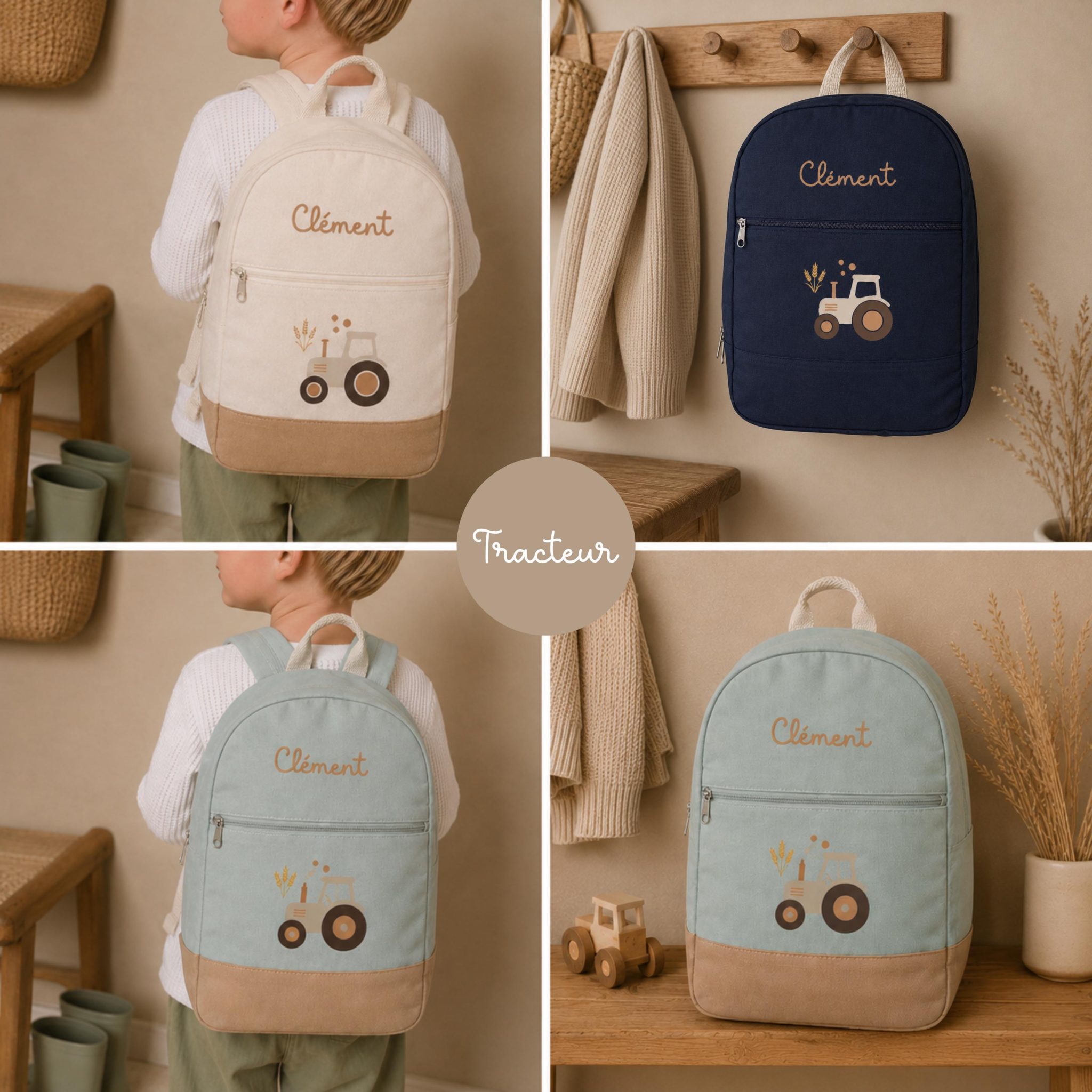 Sac a dos Tracteur enfant école - sac enfan à motif -sac rentrée scolaire, sac prénom rentrée scolaire sac garçon école sac fille école — sac enfant Tracteur