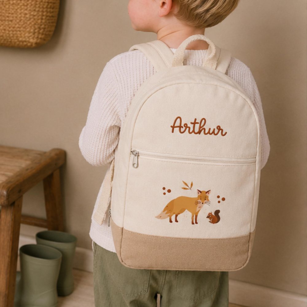 Sac a dos personnalisé enfant école - sac enfant animaux - sac à dos renard motif sac prénom rentrée scolaire sac garçon école sac fille