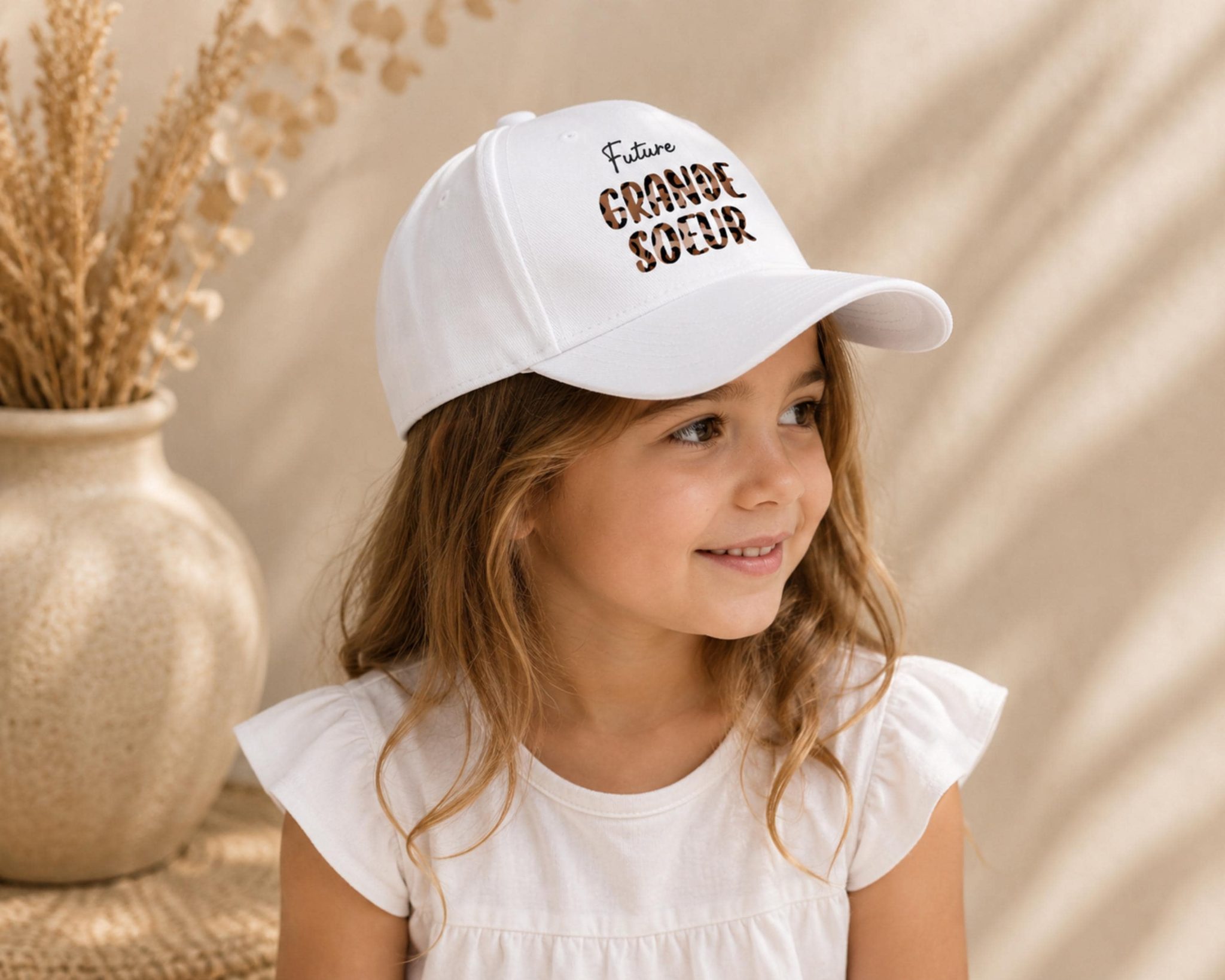 Casquette future grande sœur personnalisée – Annonce grossesse, idée cadeau grande sœur, casquette enfant léopard