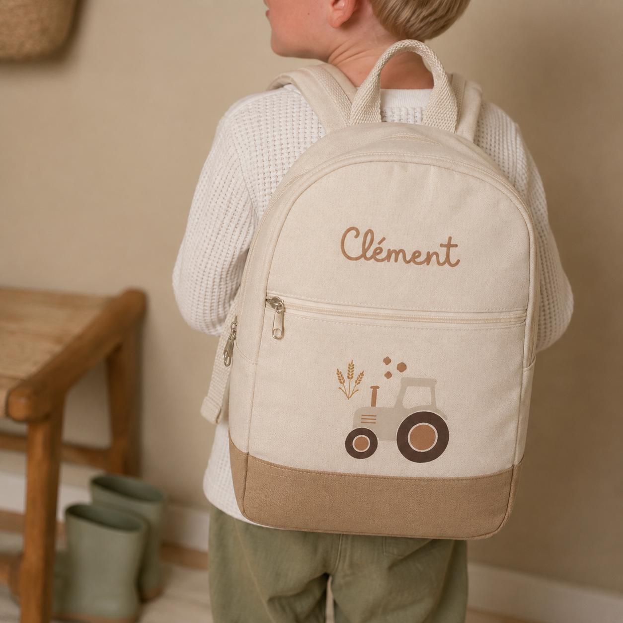 Sac a dos Tracteur enfant école - sac enfan à motif -sac rentrée scolaire, sac prénom rentrée scolaire sac garçon école sac fille école