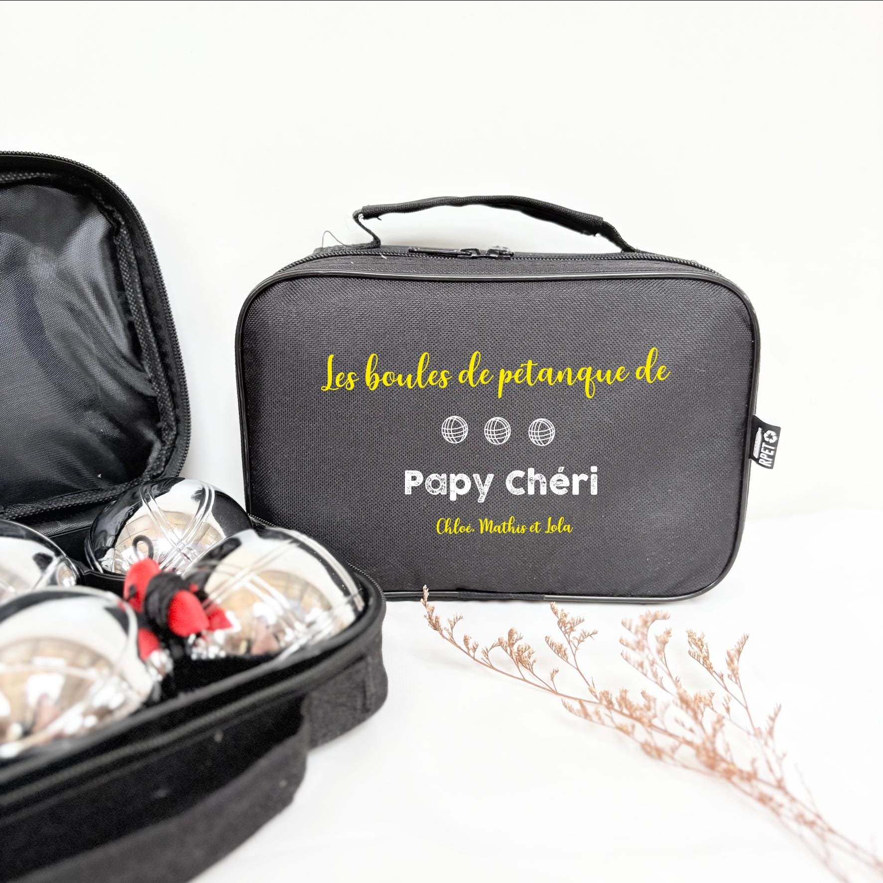 Kit : Sacoche pétanque personnalisée + 6 boules