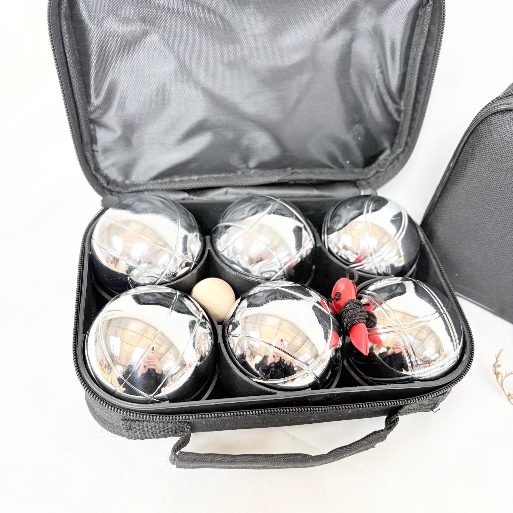 Kit : Sacoche pétanque personnalisée + 6 boules — cadeau de retraite papy
