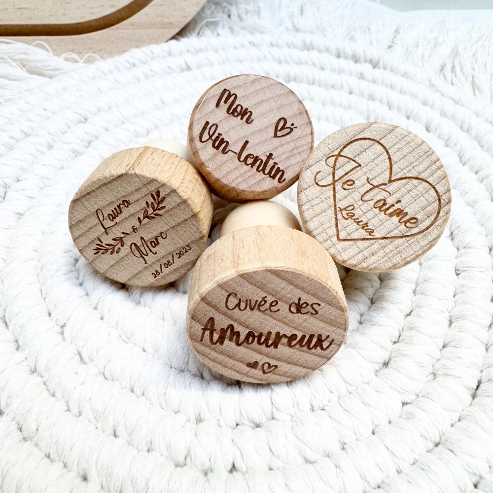 Lot 4 Bouchons vin Saint valentin