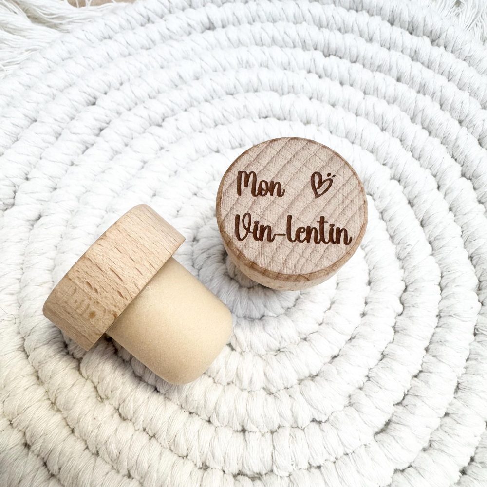 Lot 4 Bouchons vin Saint valentin — Bouchon en liège gravé