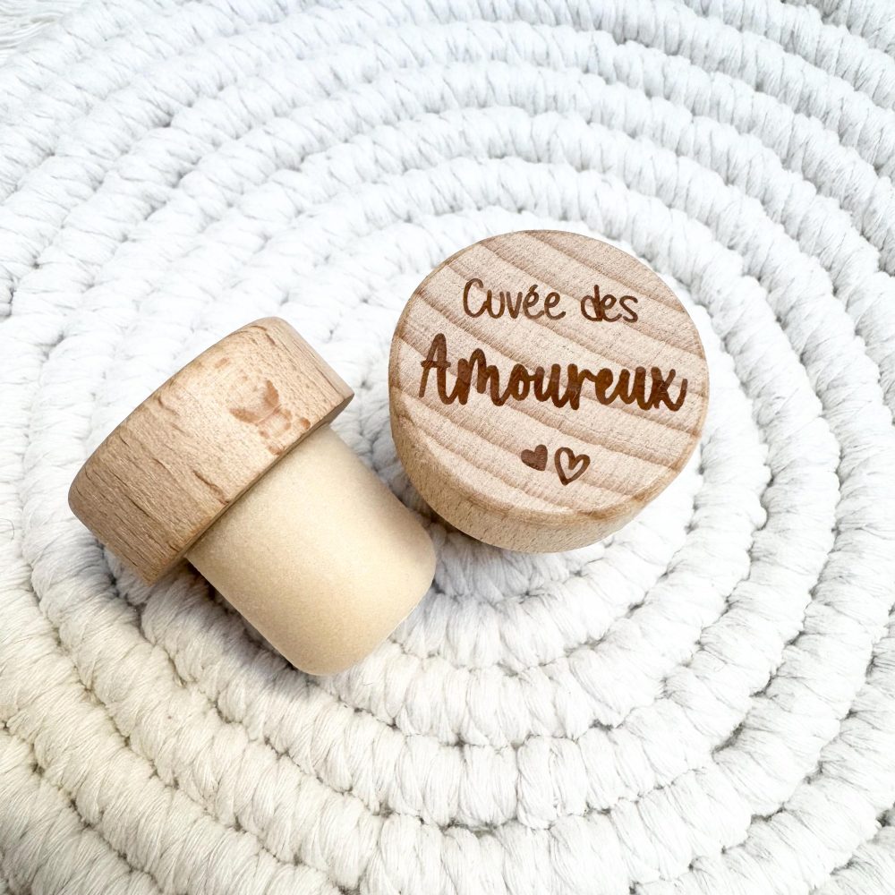 Lot 4 Bouchons vin Saint valentin — bouchon gravé