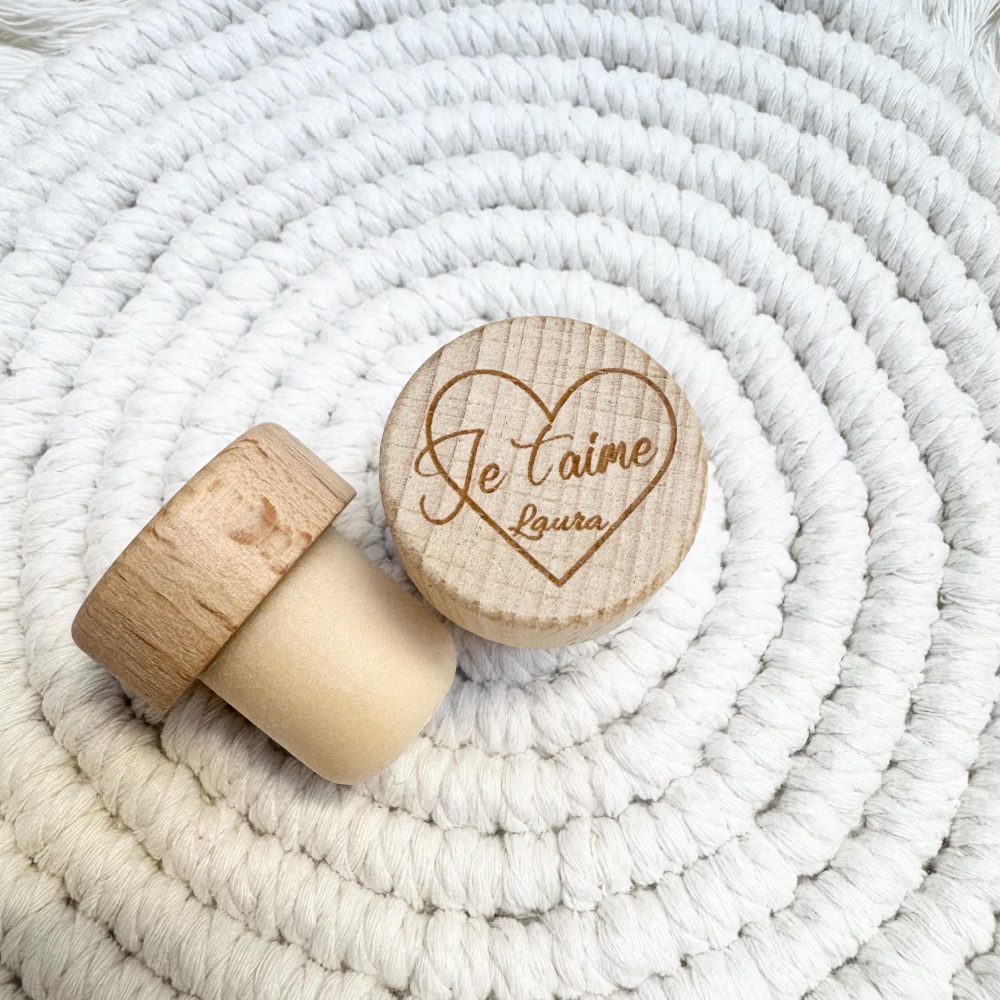 Lot 4 Bouchons vin Saint valentin — cadeau amoureux