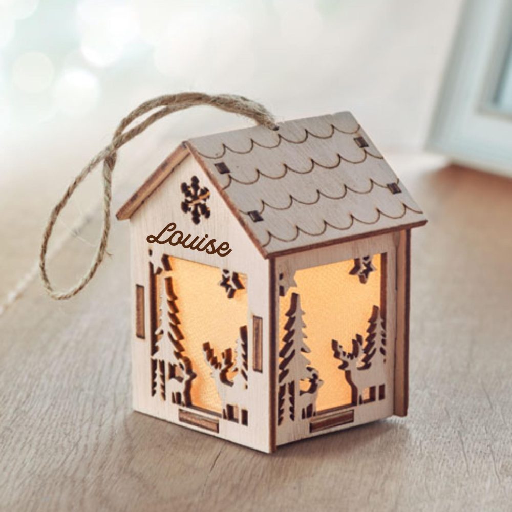 Maison personnalisée Sapin Noël à suspendre prénom