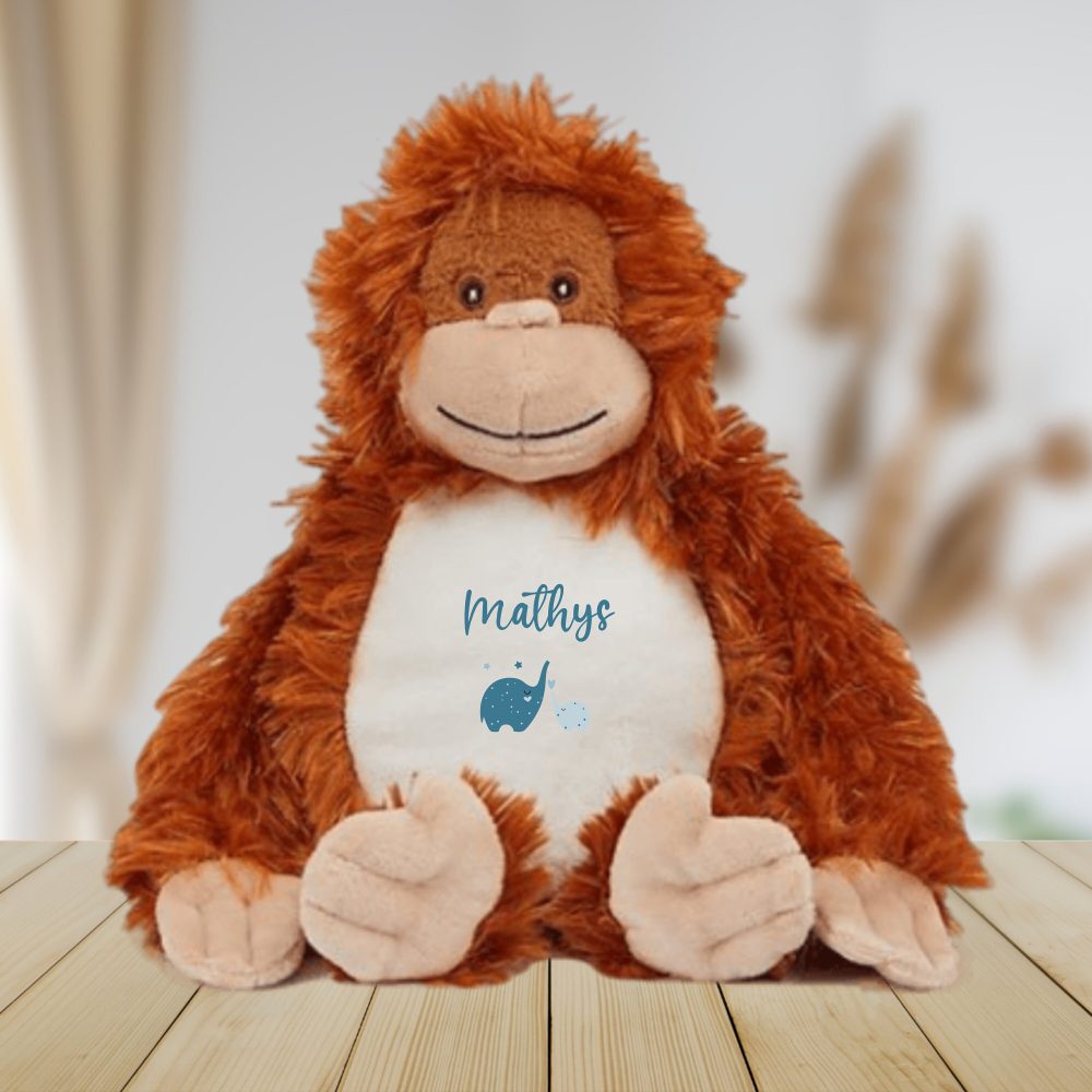 Peluche doudou Orang-outan personnalisé — Cadeau d'anniversaire
